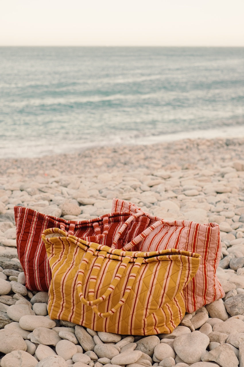 Cacao pop stripe large quilted bag