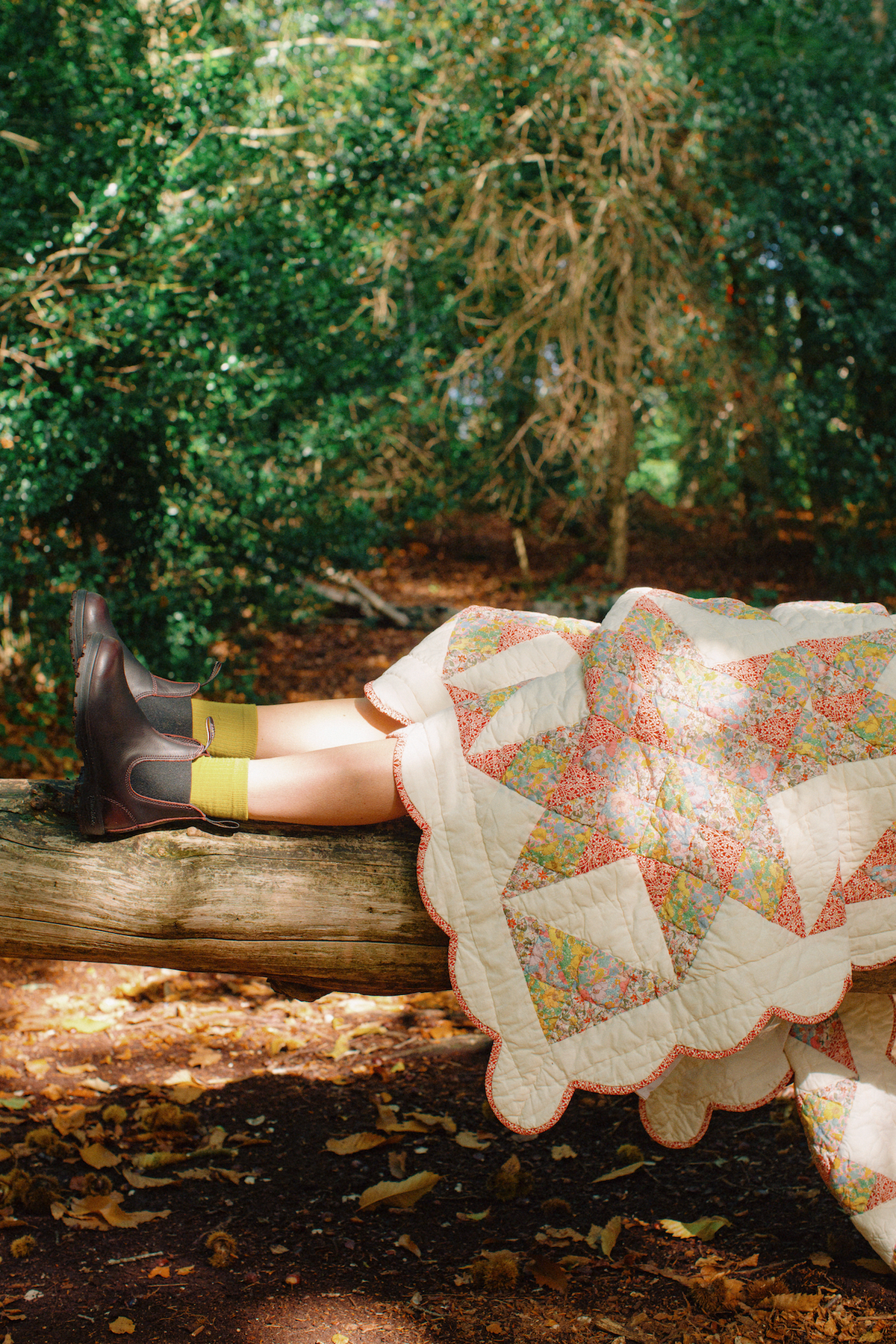 Patch of Paradise, made with Liberty fabrics, patchwork quilt, red