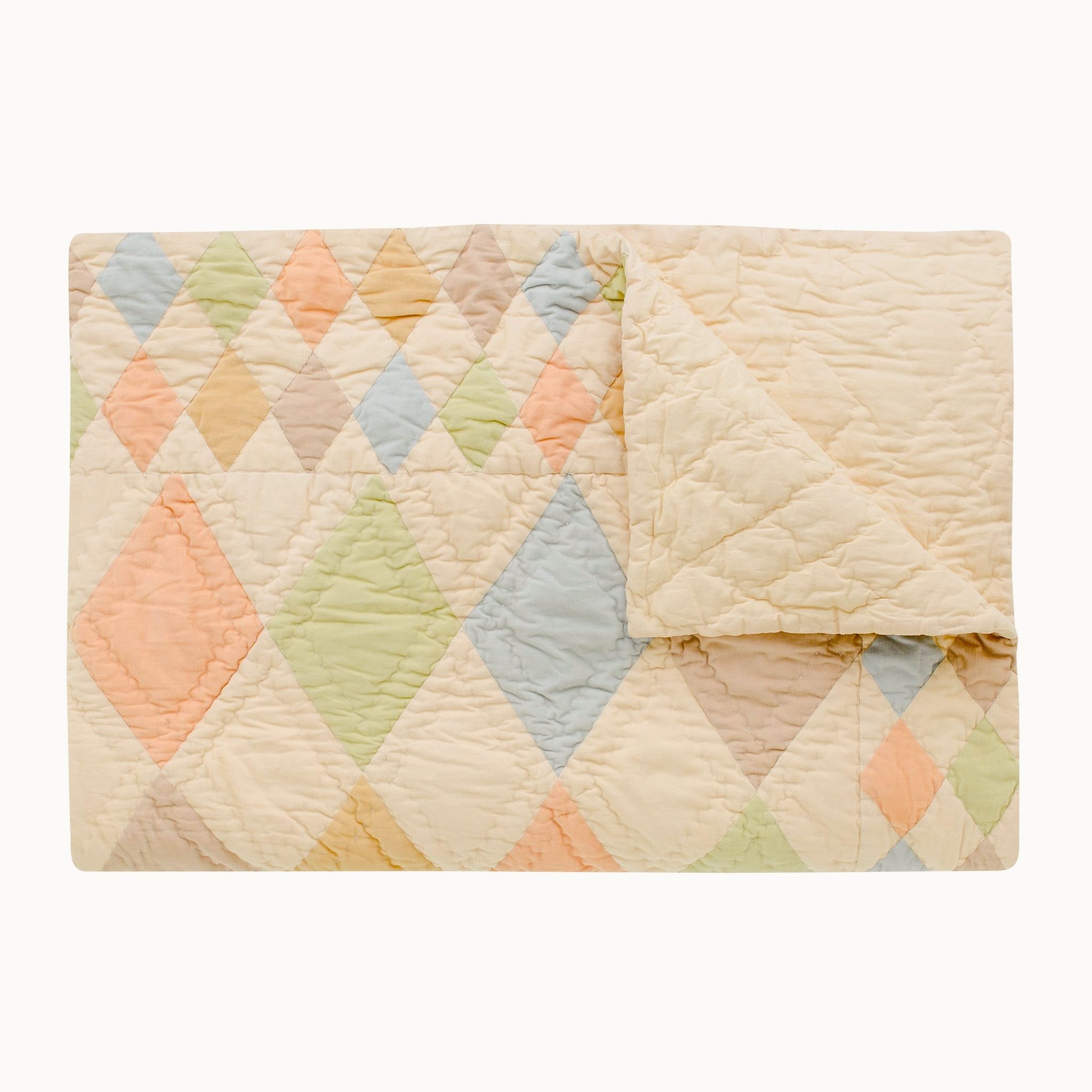 Harlequin cord patchwork quilt, macaron
