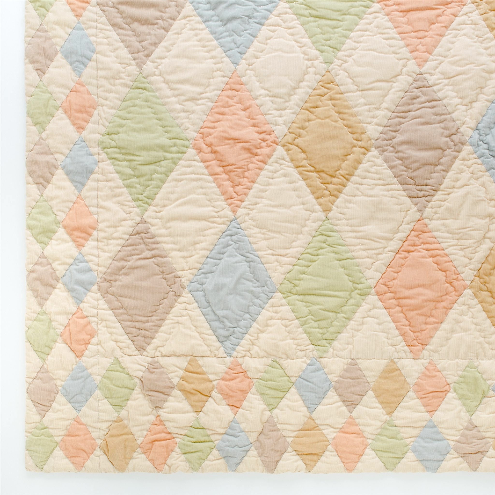 Harlequin cord patchwork quilt, macaron