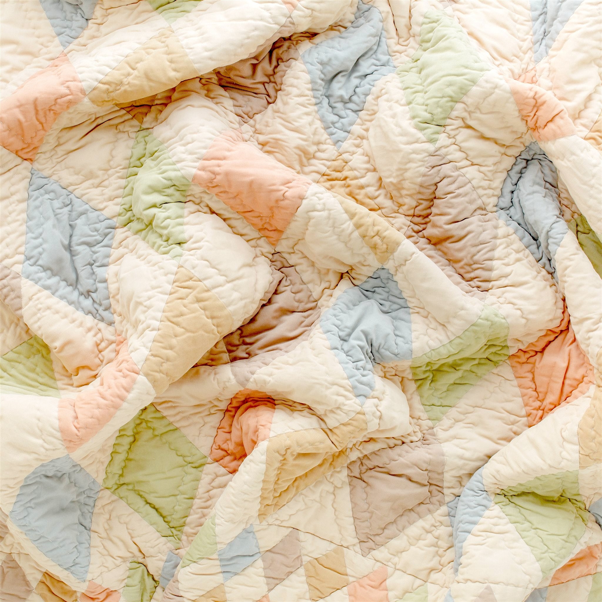 Harlequin cord patchwork quilt, macaron