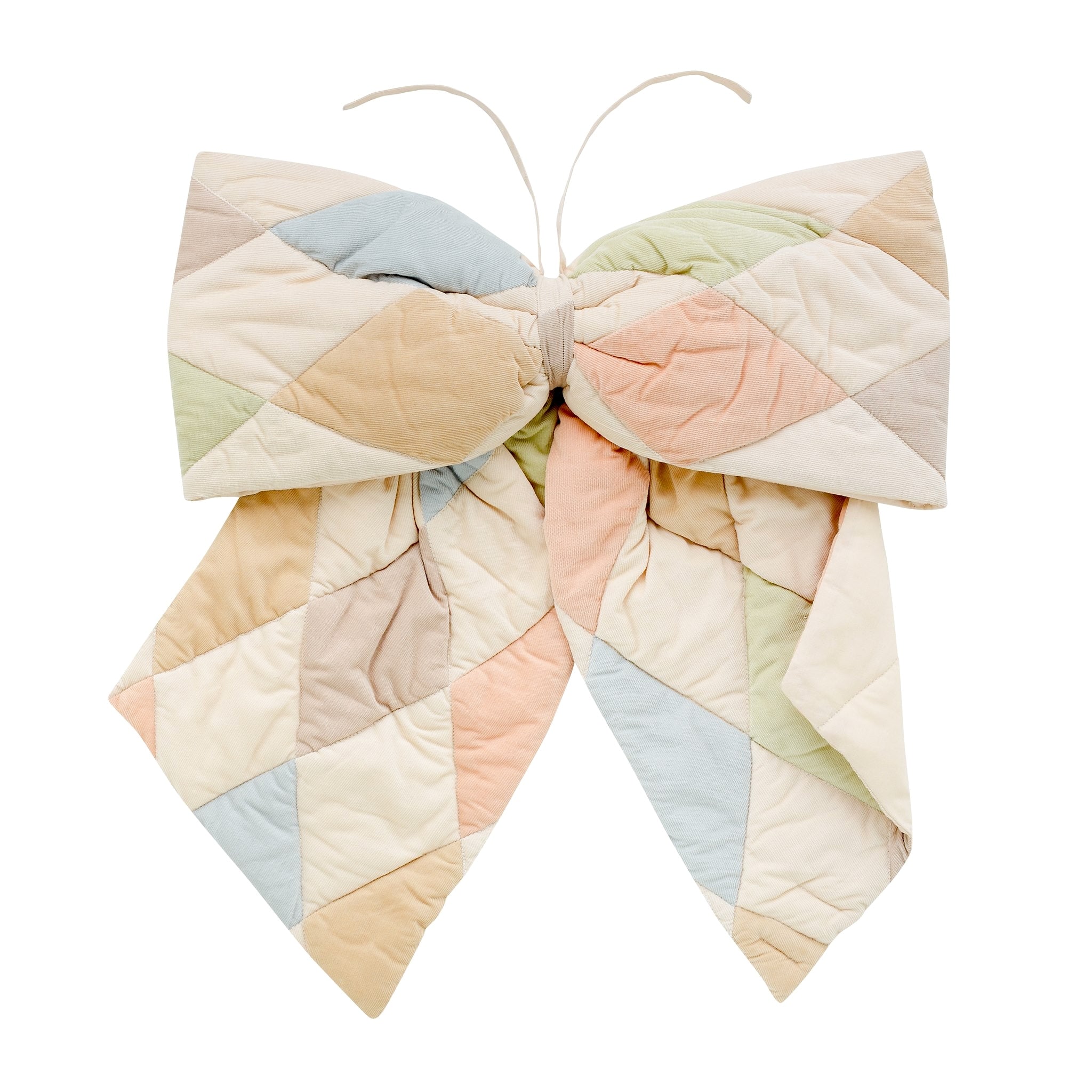 Harlequin cord patchwork bow, macaron