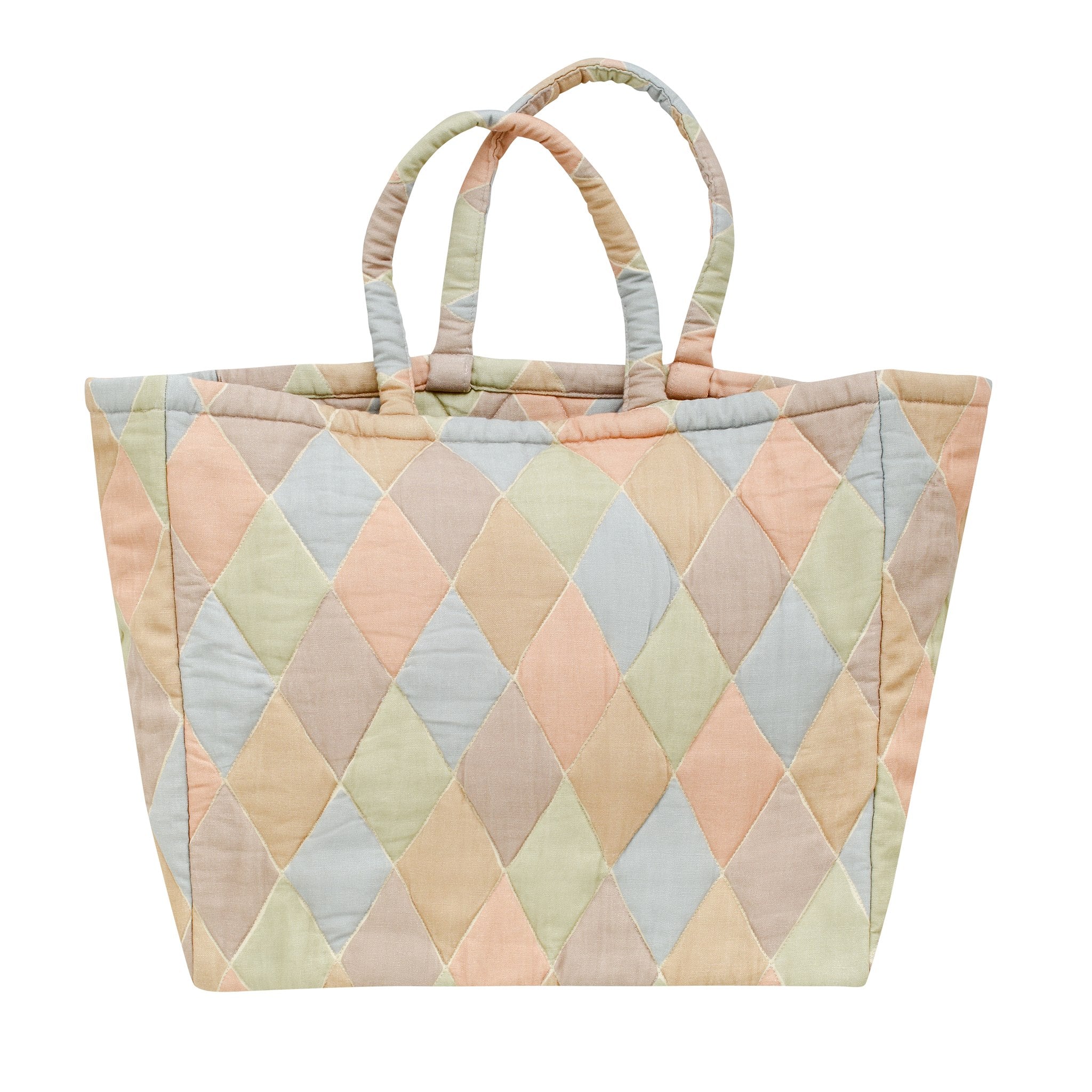 Harlequin quilted bag, macaron