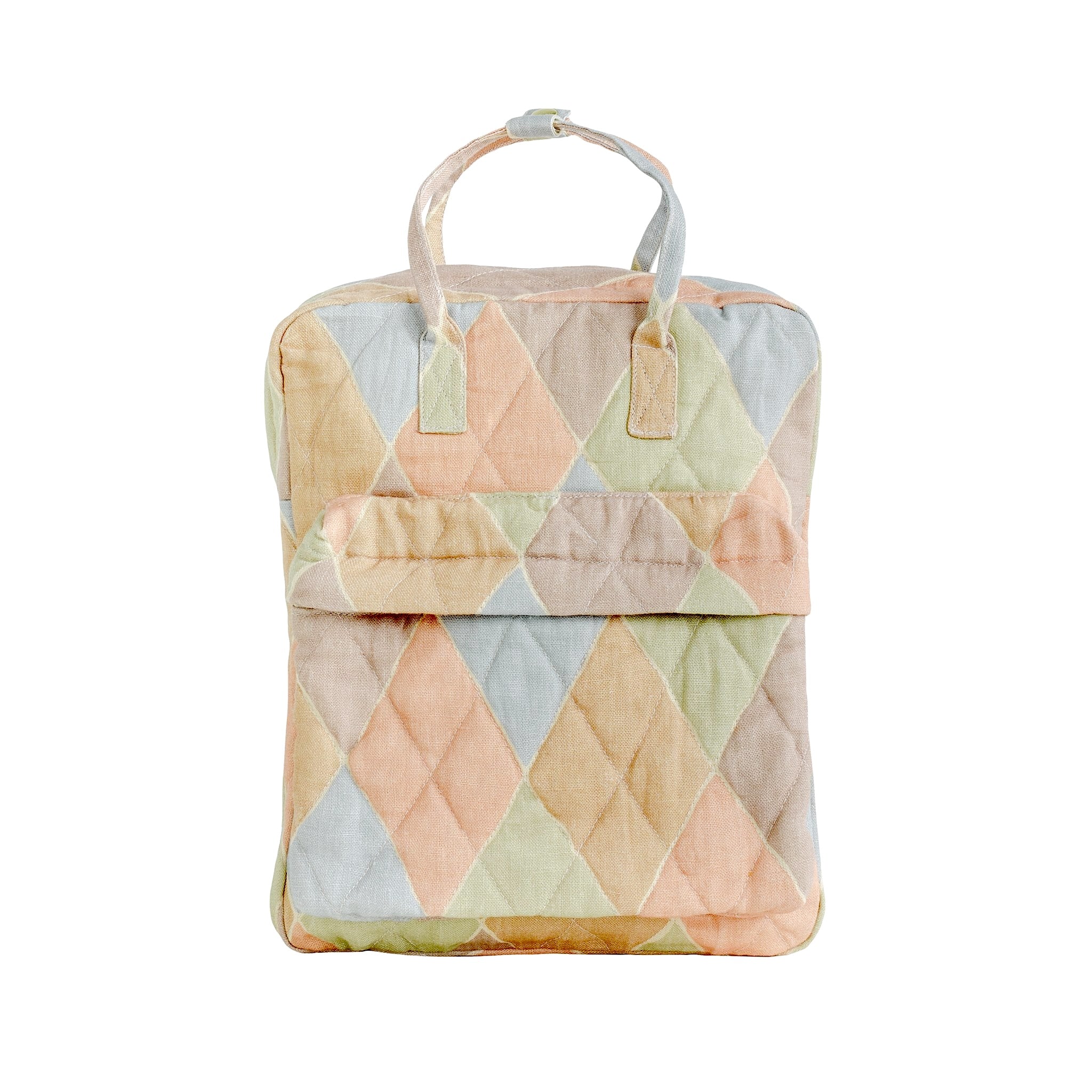 Harlequin quilted kids rucksack, macaron