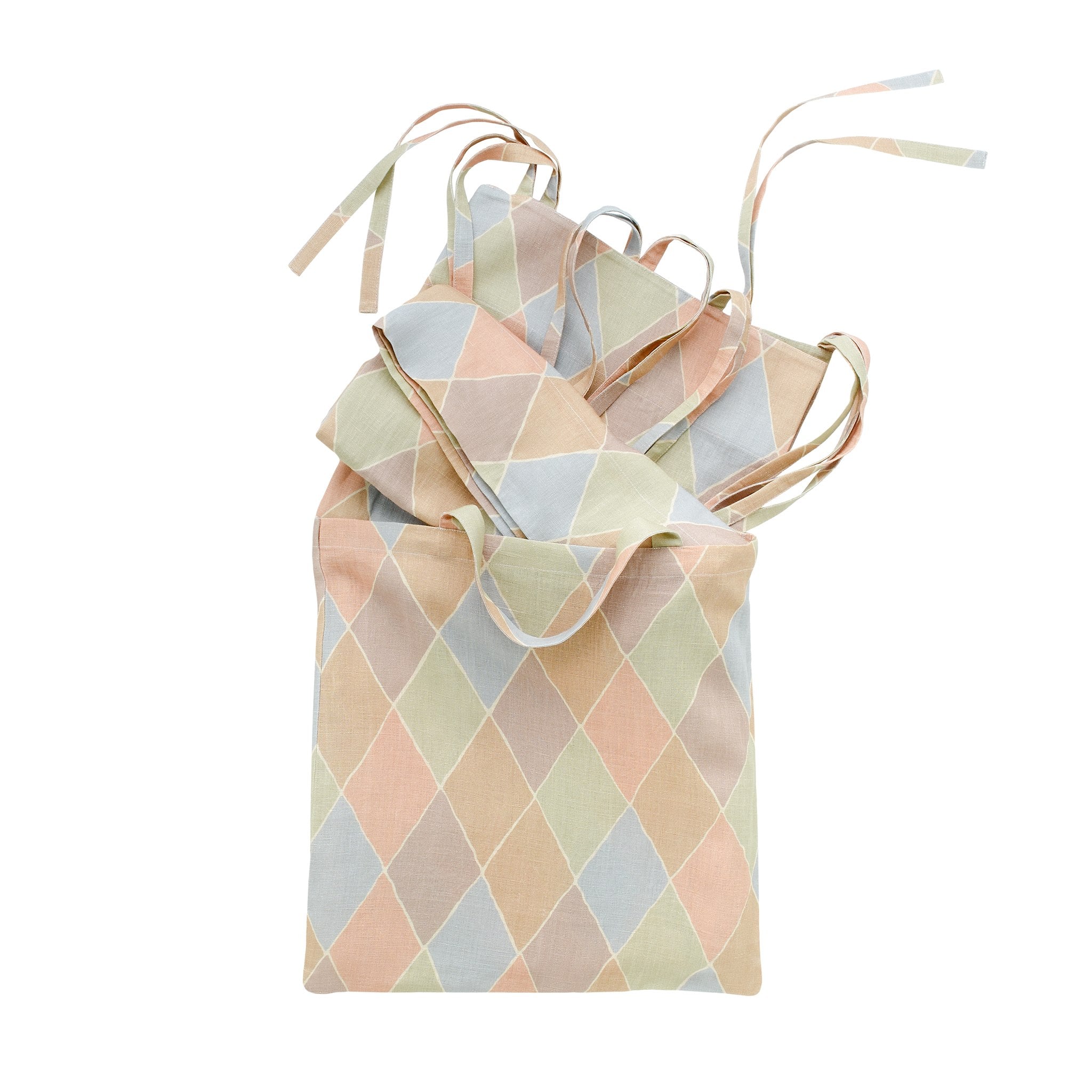 Harlequin curtains, a pair in a bag, macaron