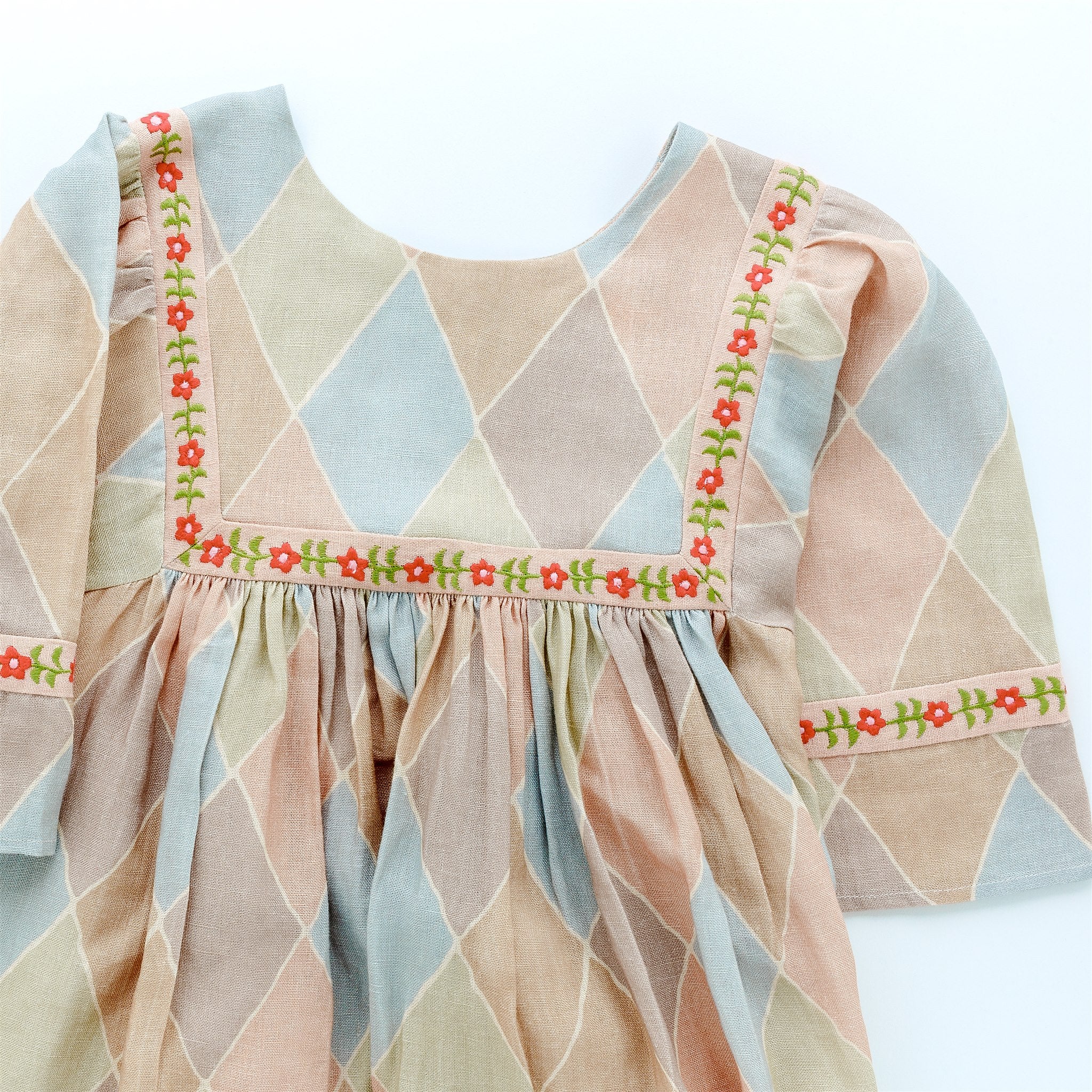 Harlequin maxi nightie/dress, macaron
