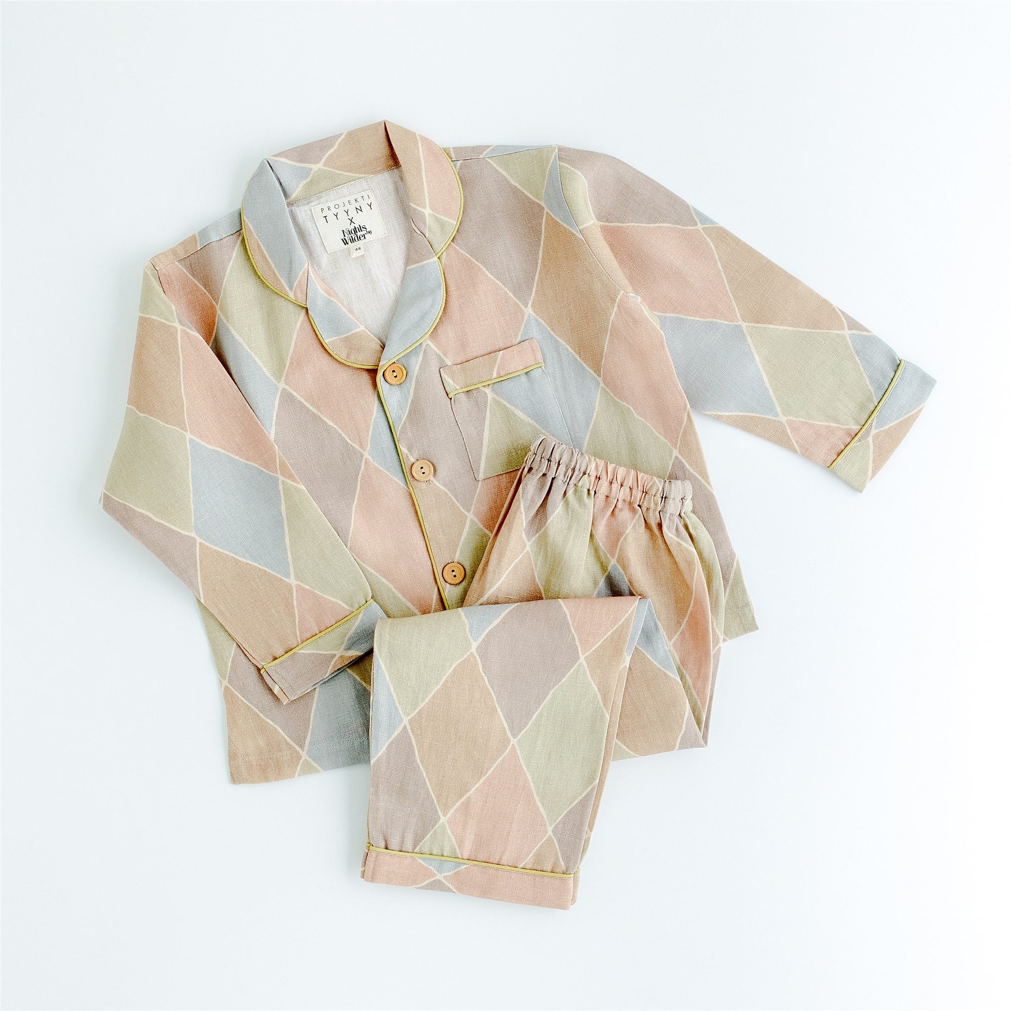 PT x NbW Harlequin piped pyjama, macaron