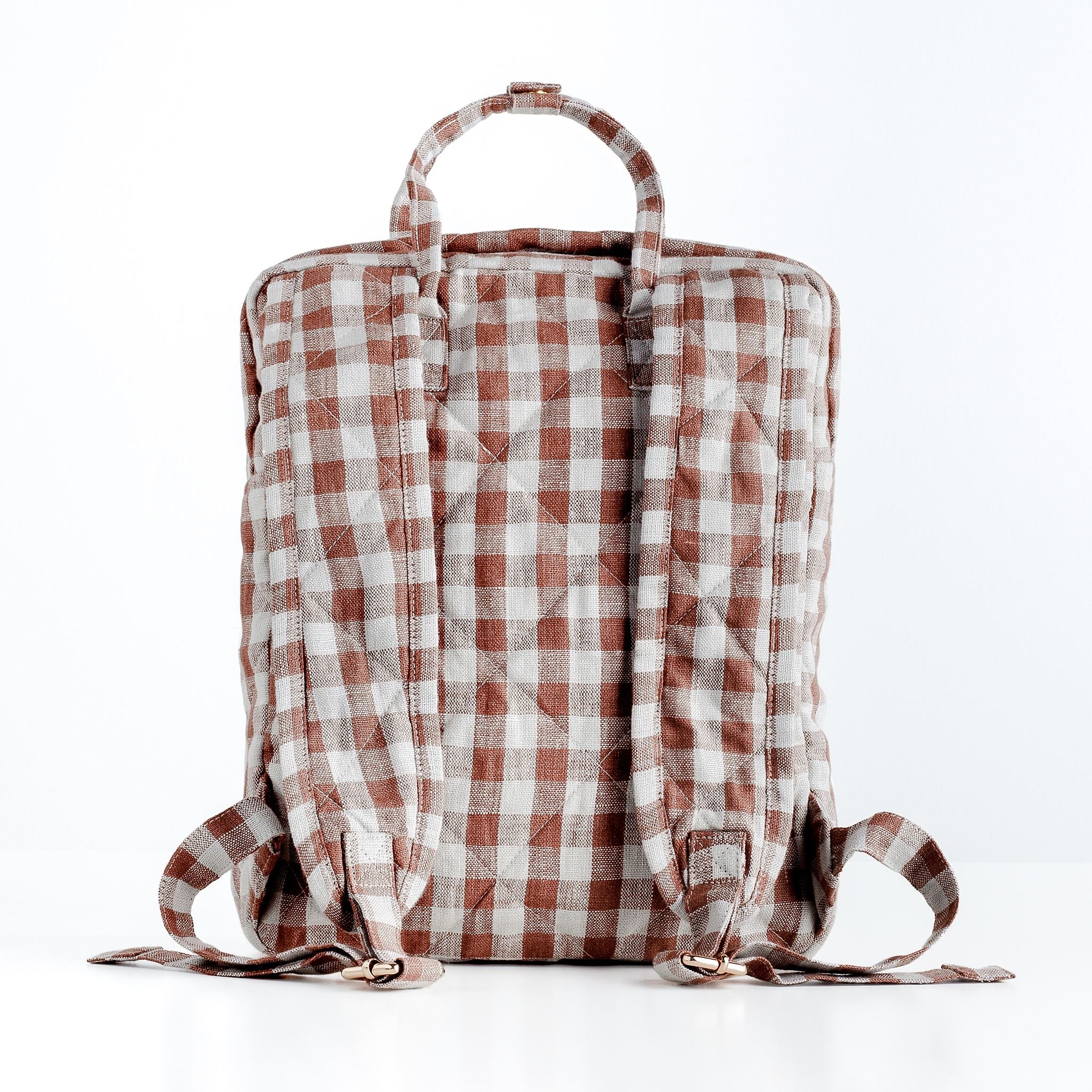 Gingham quilted kids rucksack, rusty blush