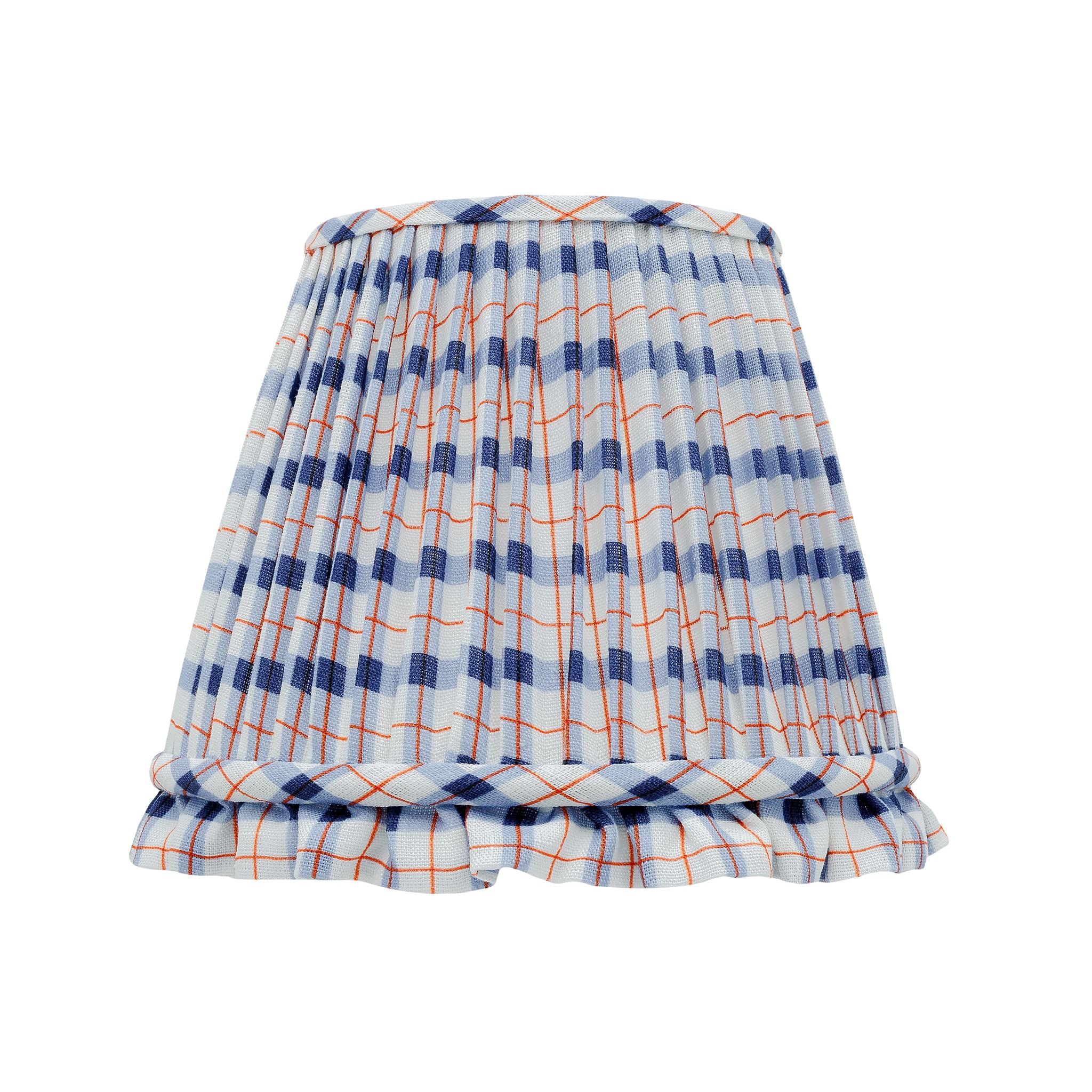 Harbour check frill lampshade, navy