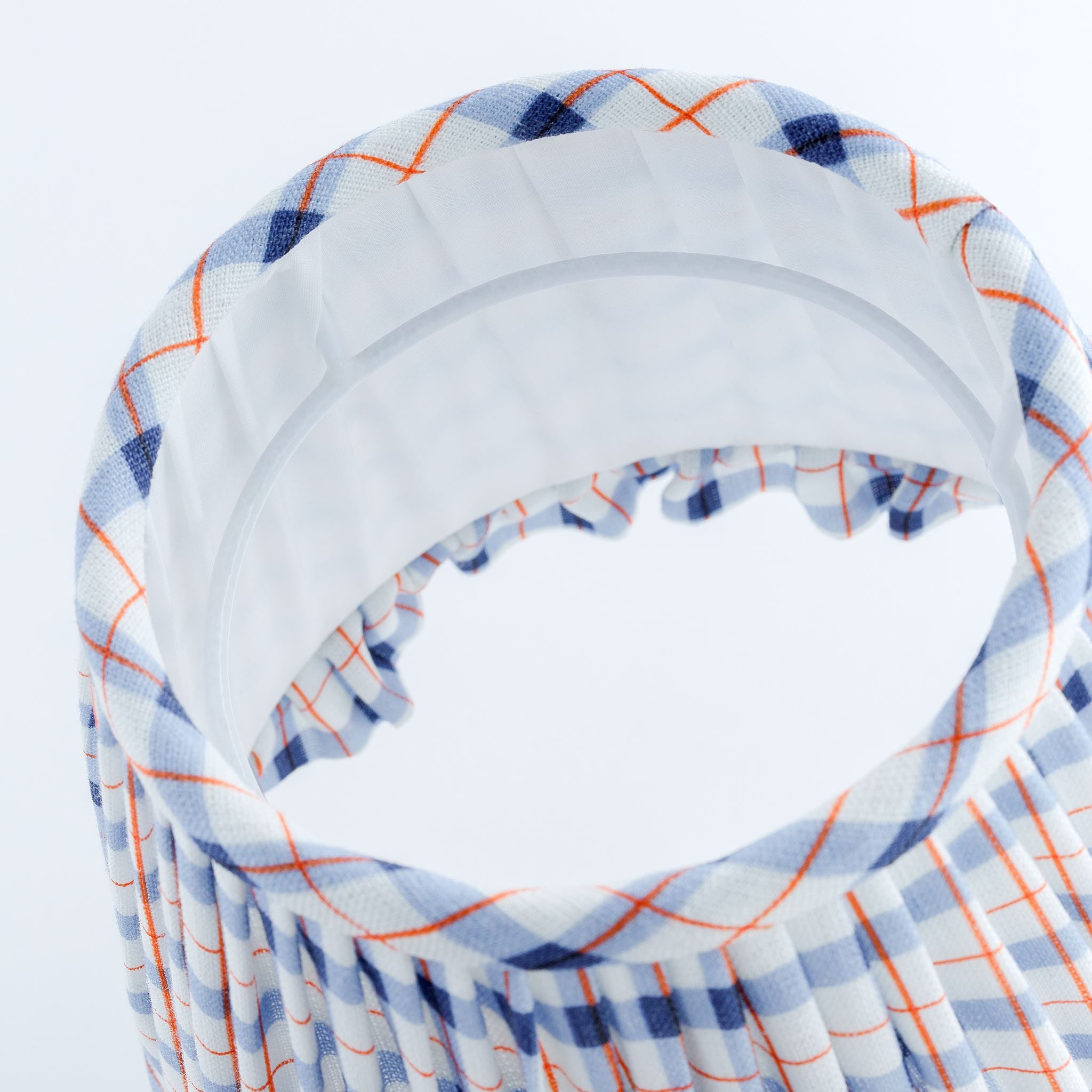 Harbour check frill lampshade, navy