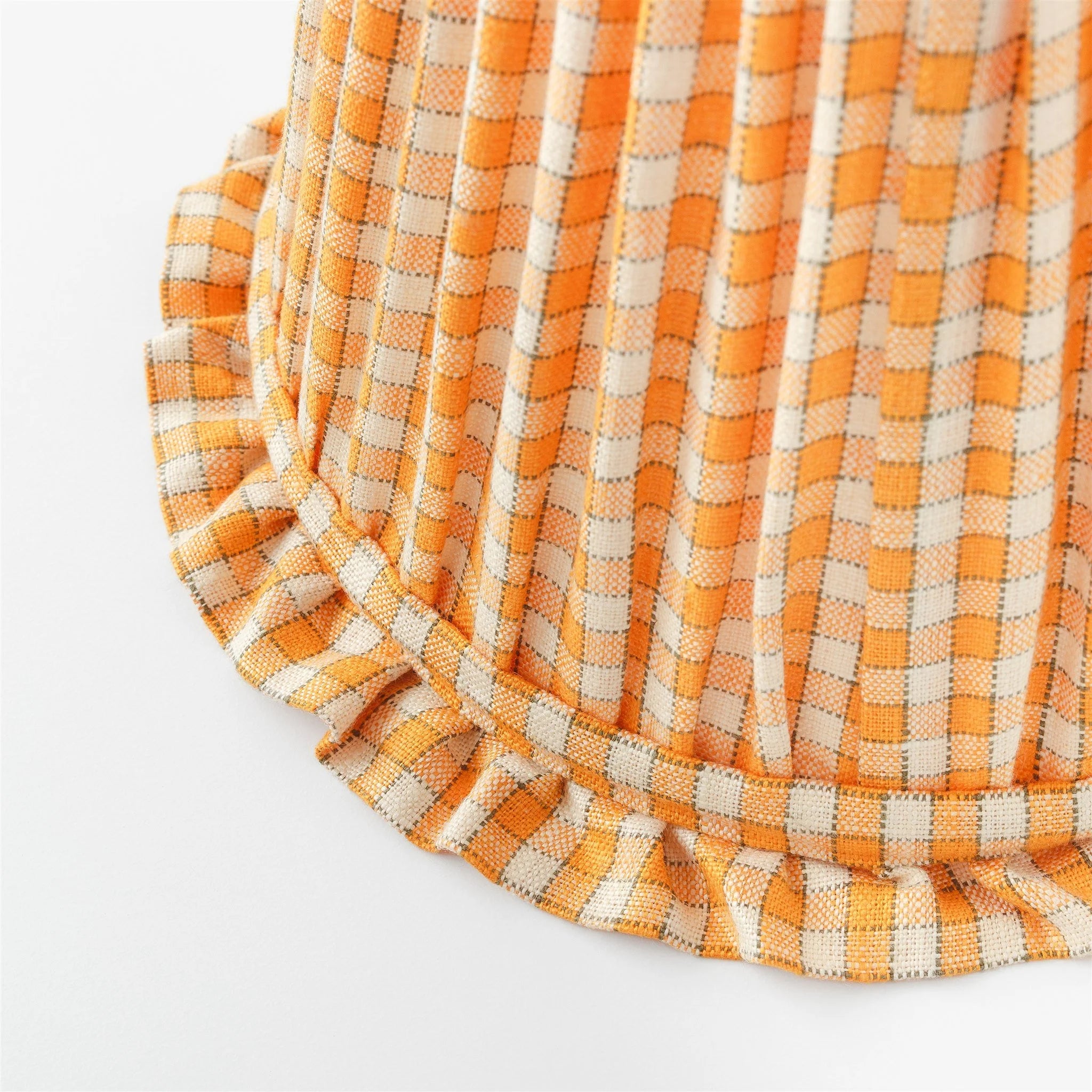 Gingham frill lampshade, apricot
