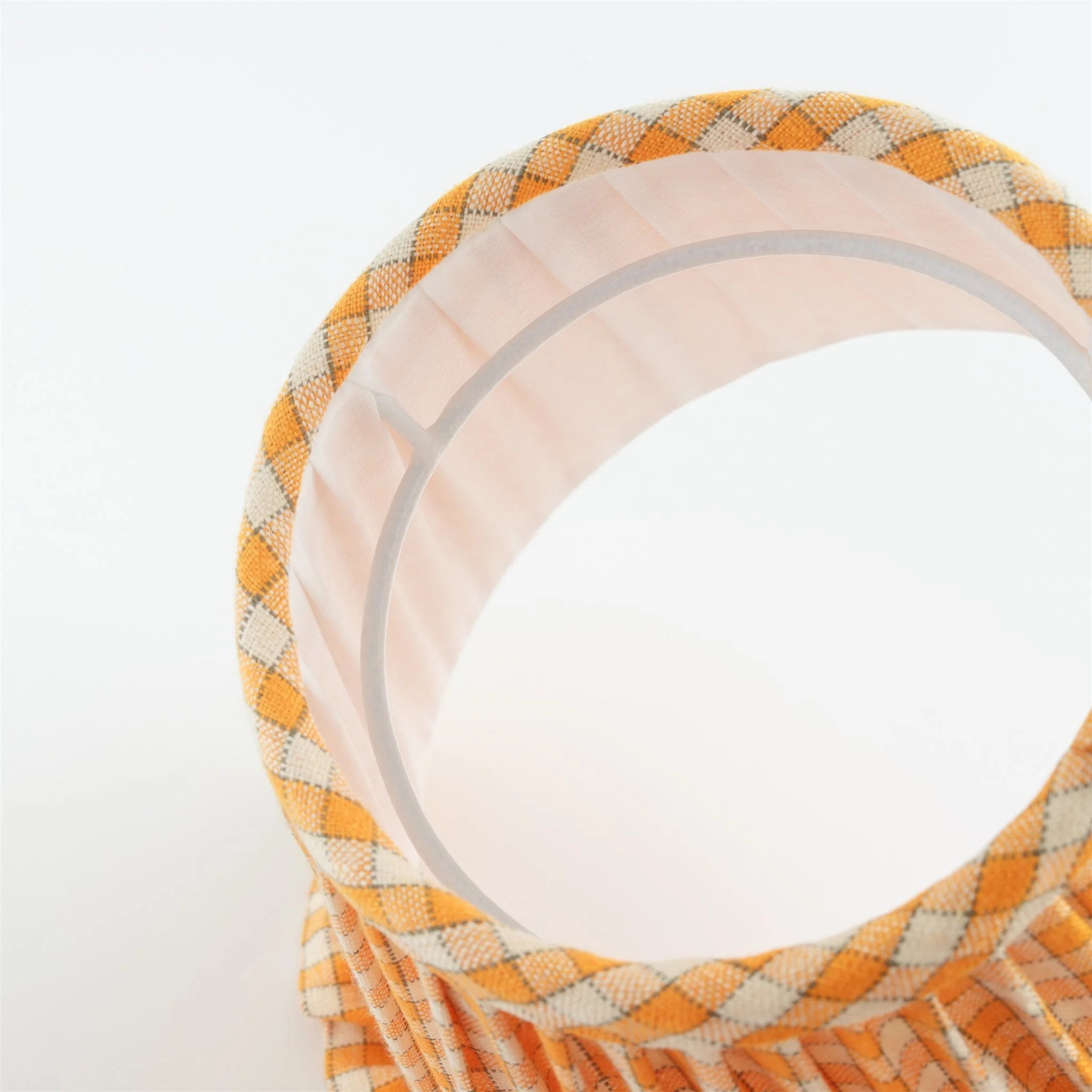 Gingham frill lampshade, apricot