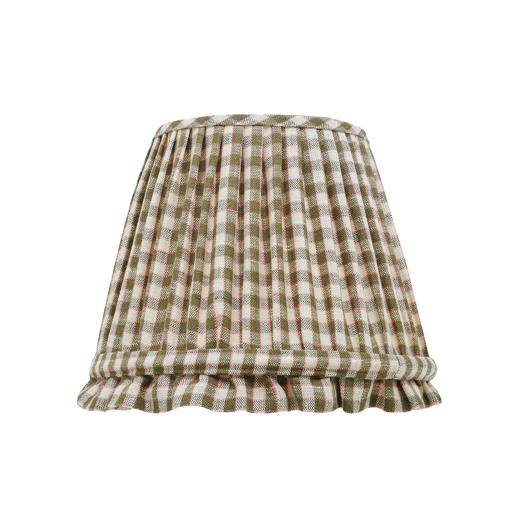 Gingham frill lampshade, olive