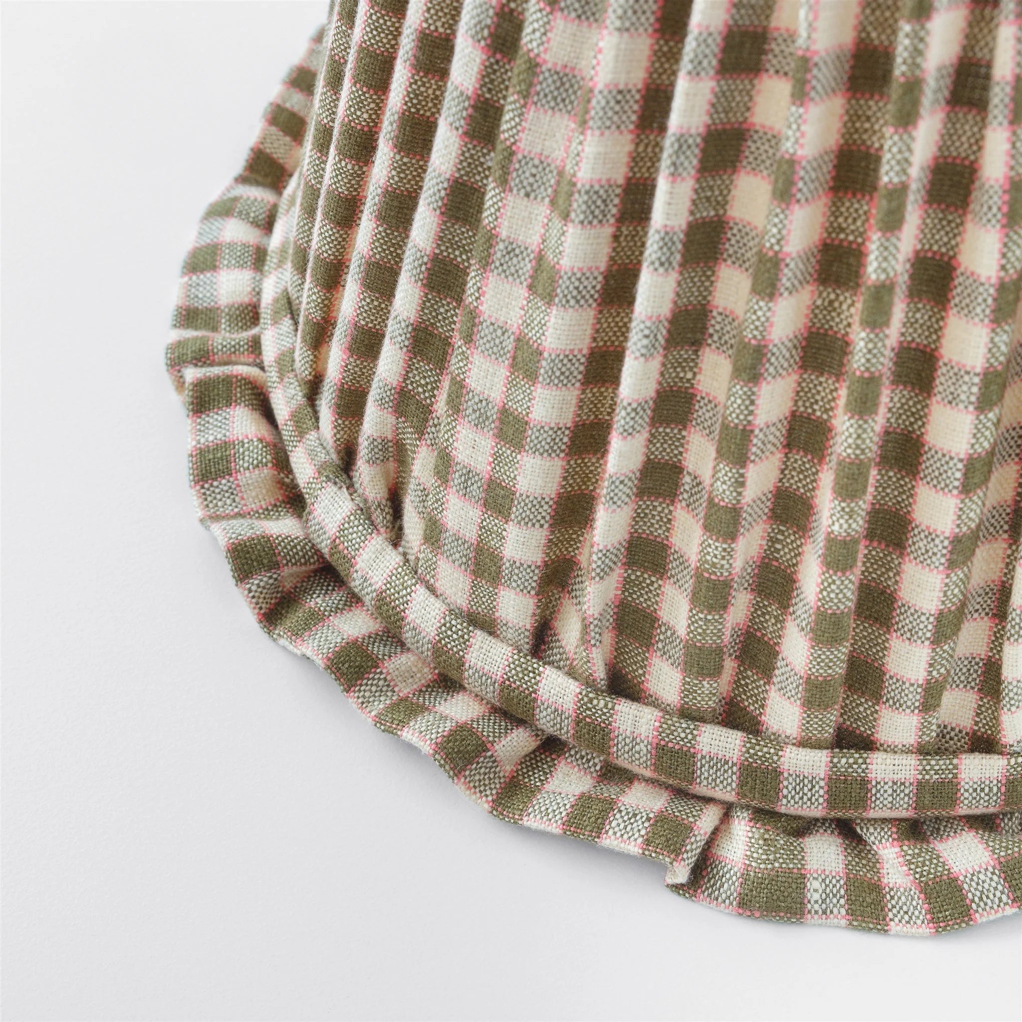 Gingham frill lampshade, olive