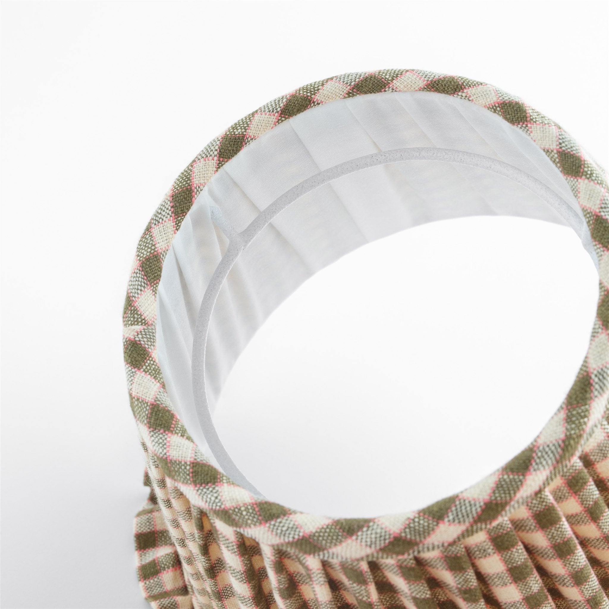 Gingham frill lampshade, olive