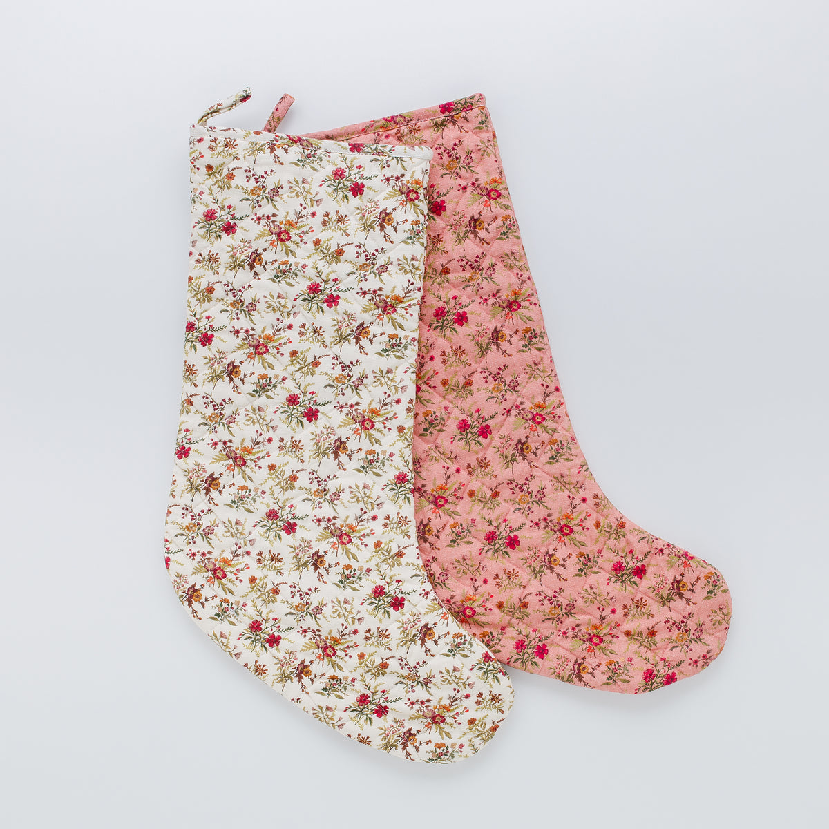 Prairie floral Christmas stocking, cream