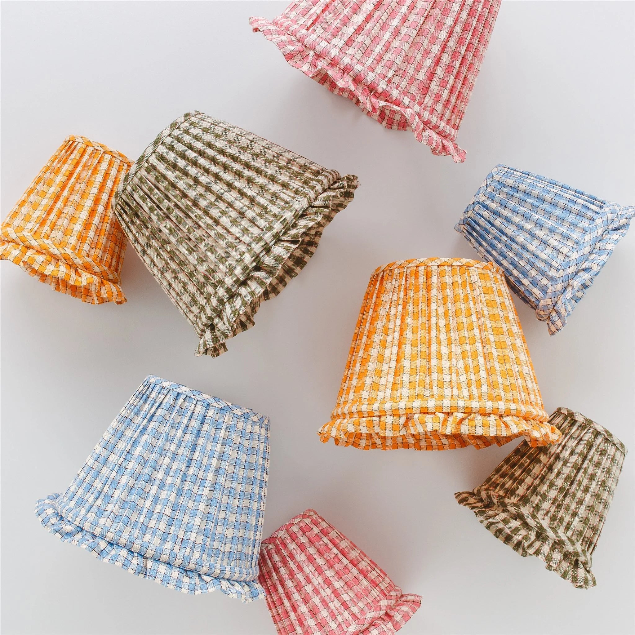 Gingham frill 'candle clip' shade, apricot