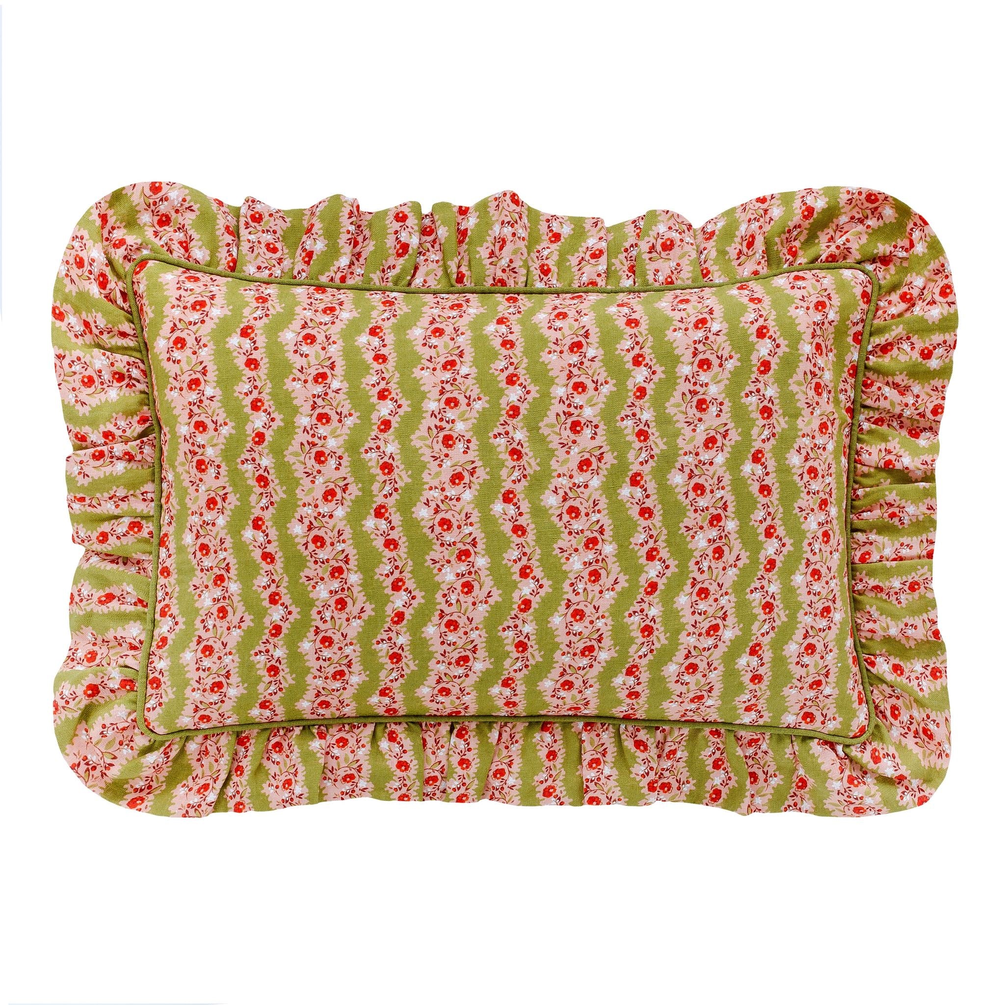 Hedgerow stripe frill cushion, nocharella