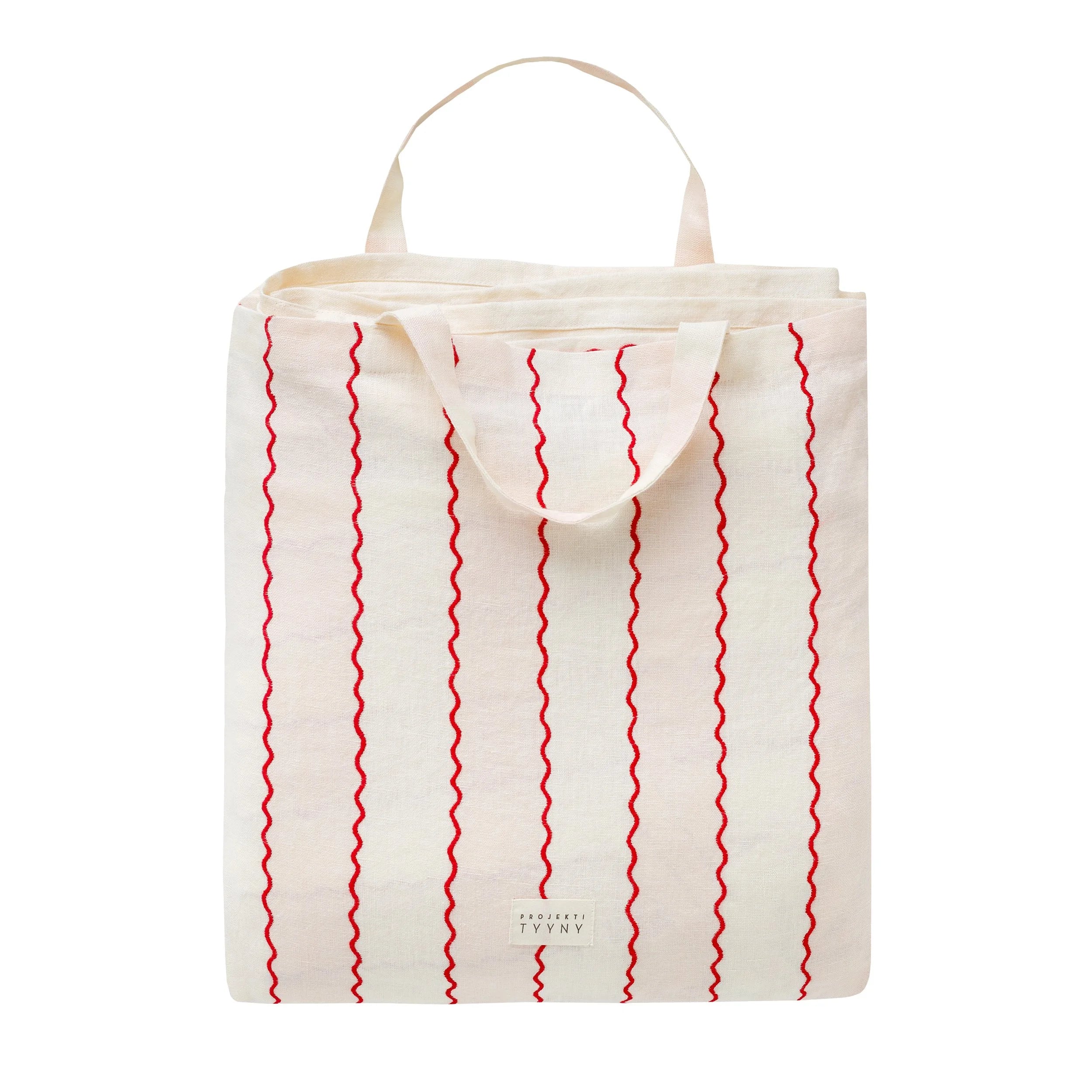 Marionette stripe embroidered curtains, a pair in a bag, pink/cream