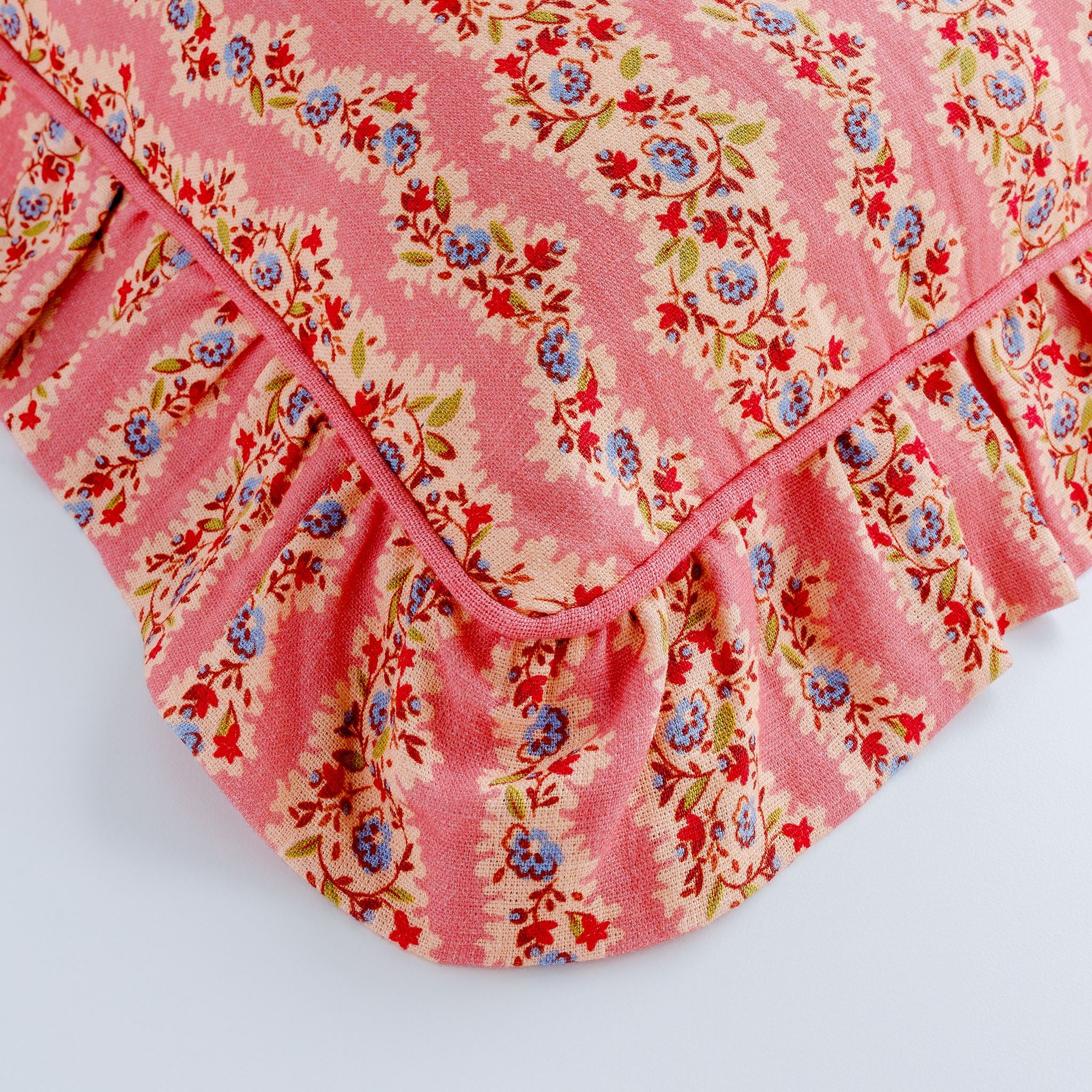 Hedgerow stripe frill cushion, pink