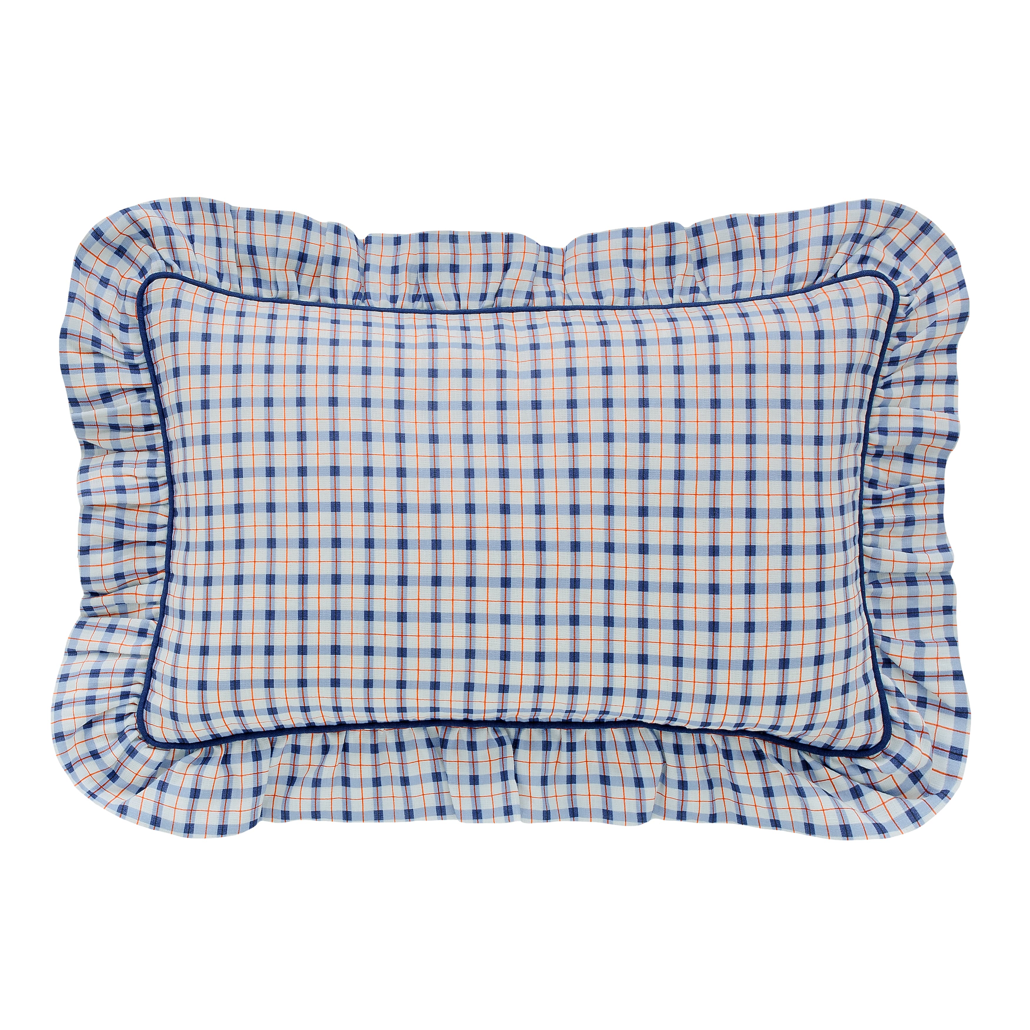 Harbour check frill cushion