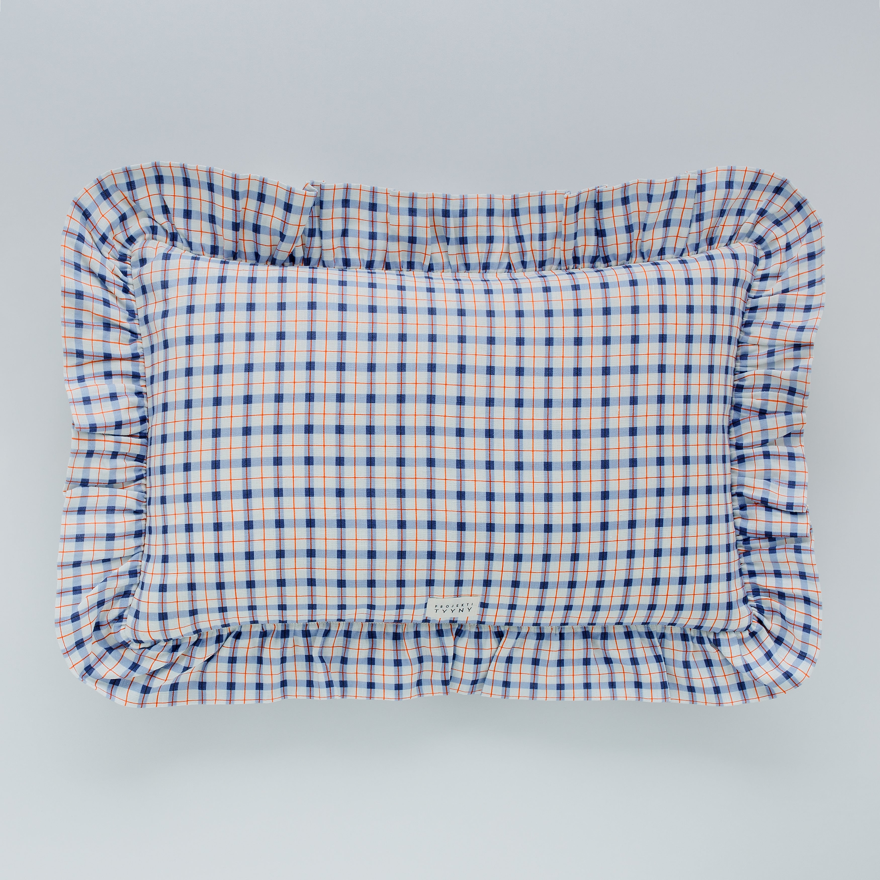 Harbour check frill cushion