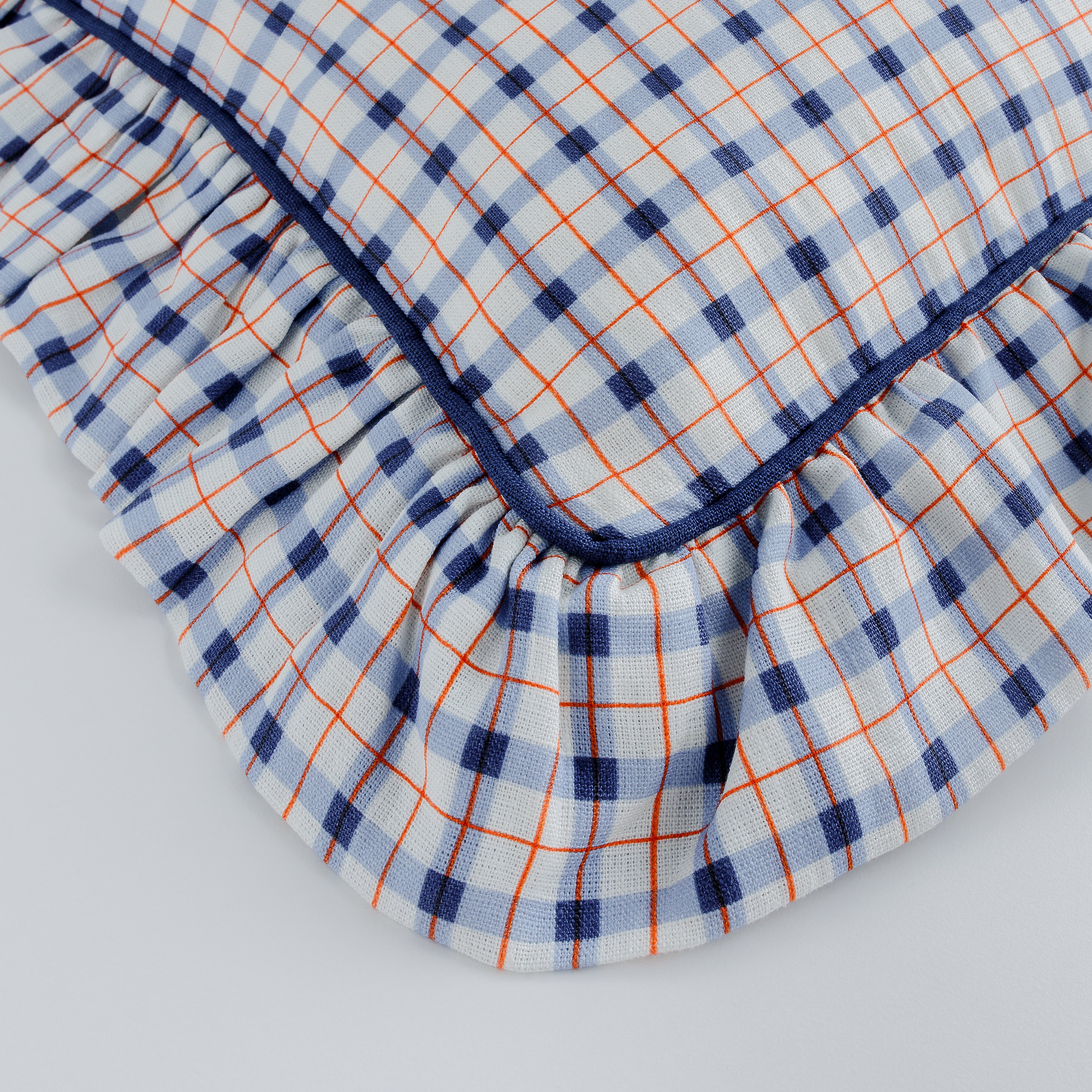 Harbour check frill cushion