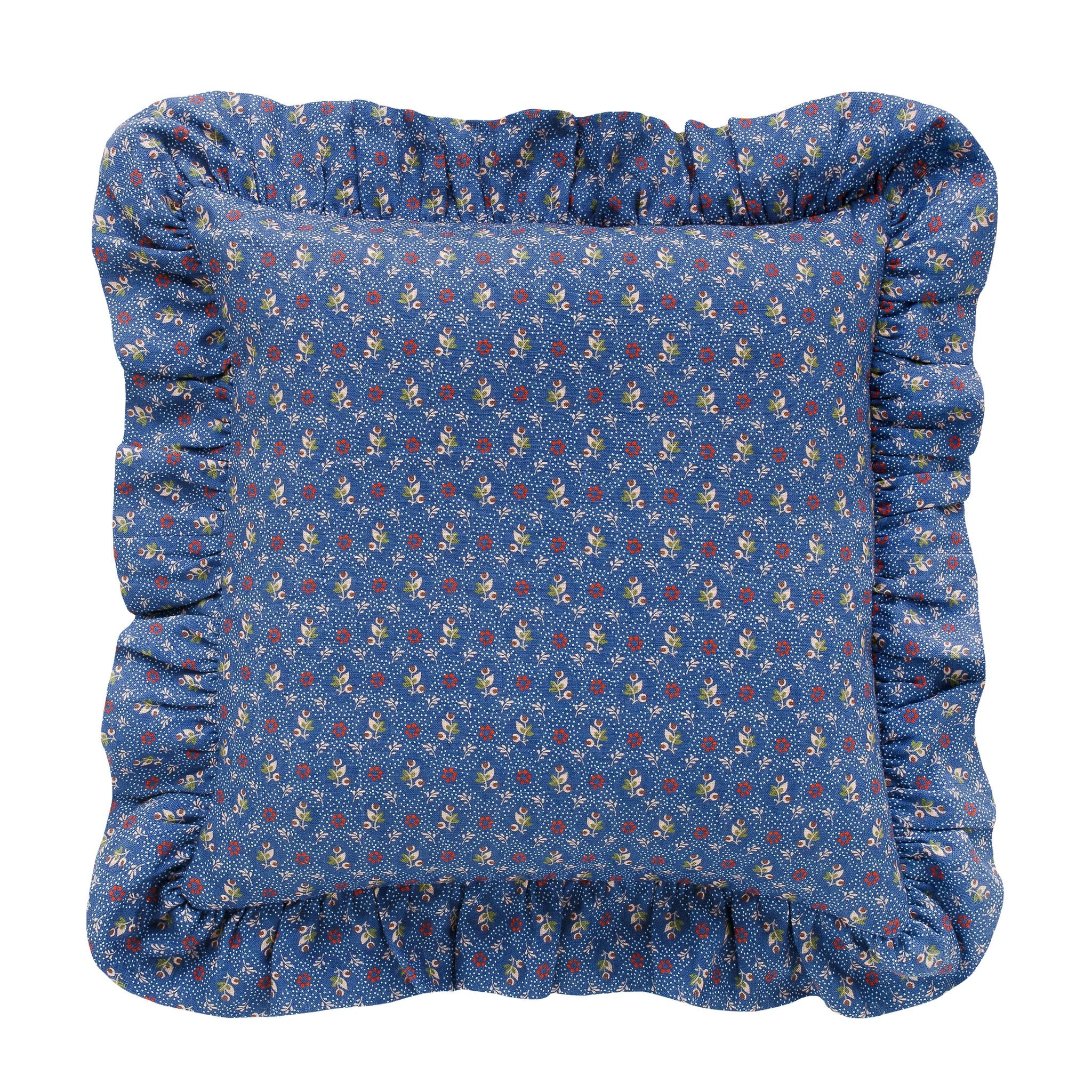 Tähti square frill cushion, navy