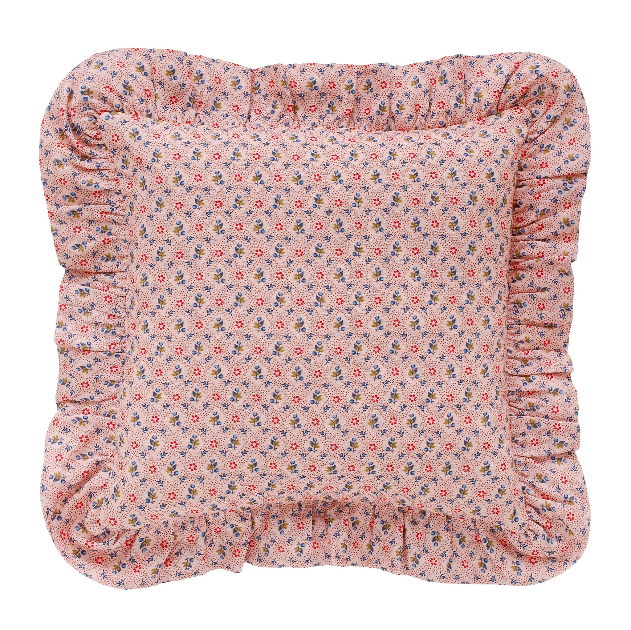 Tähti square frill cushion, pink