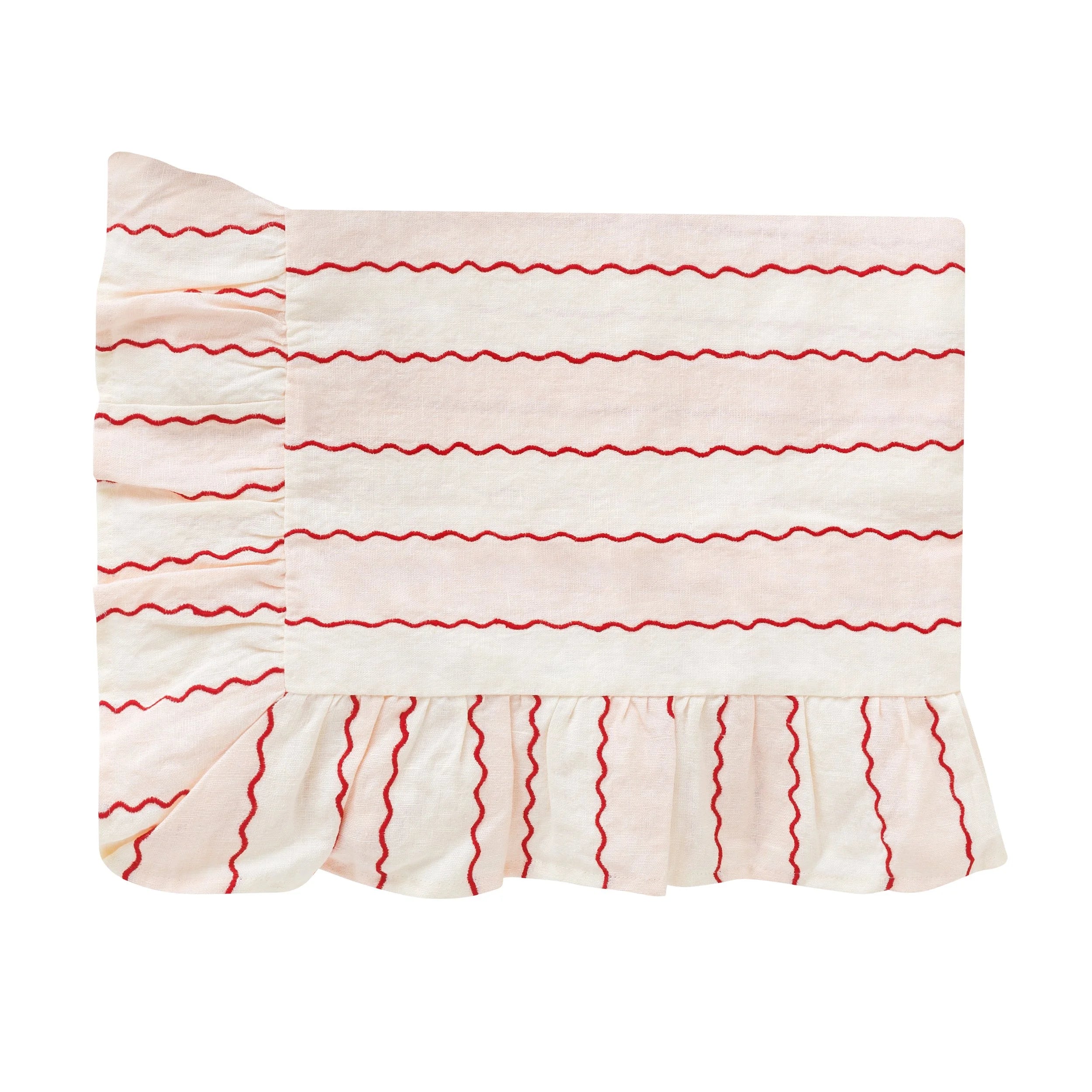 Marionette embroidery stripe tablecloth, pink