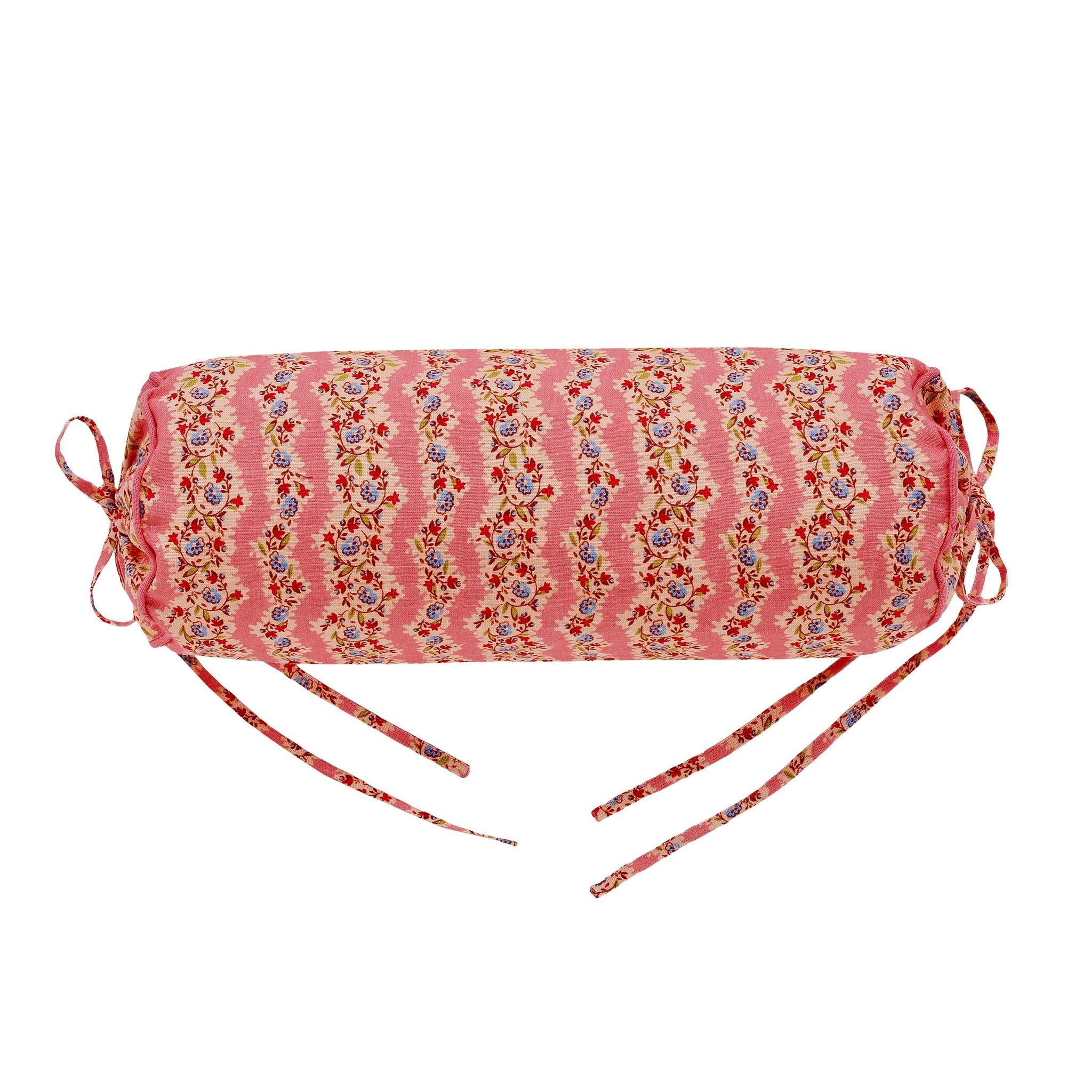 Hedgerow stripe bolster cushion, pink