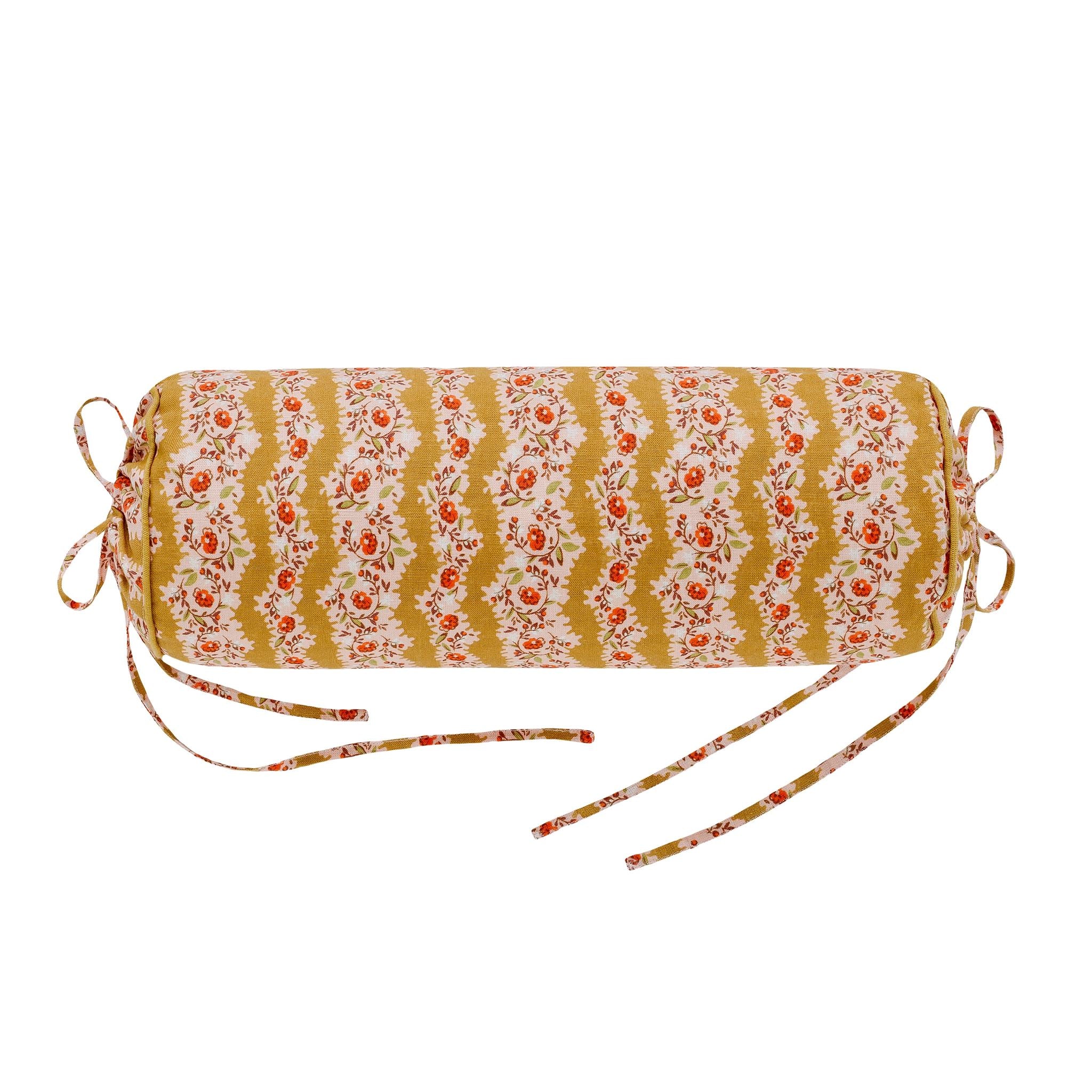 Hedgerow stripe bolster cushion, turmeric