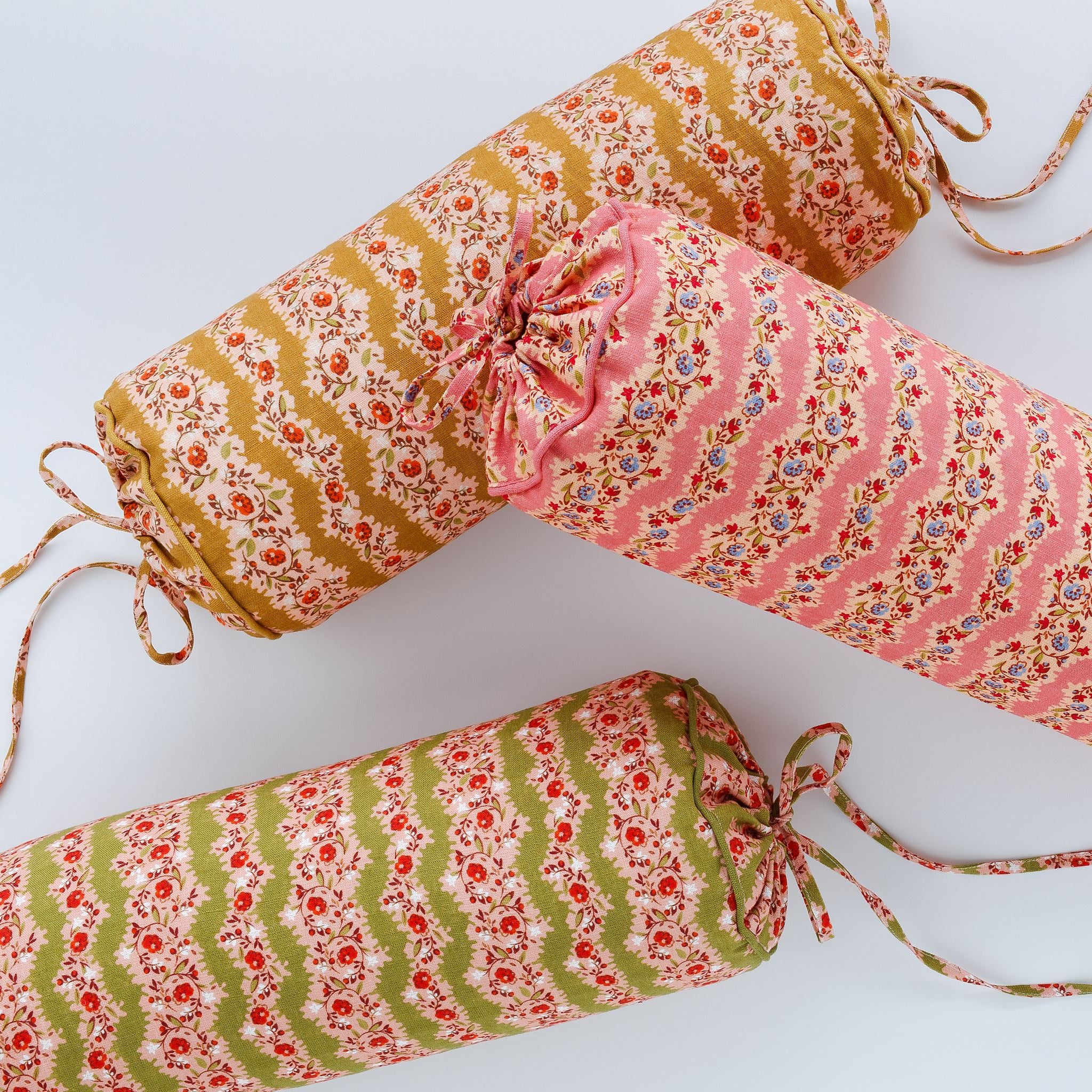 Hedgerow stripe bolster cushion, turmeric