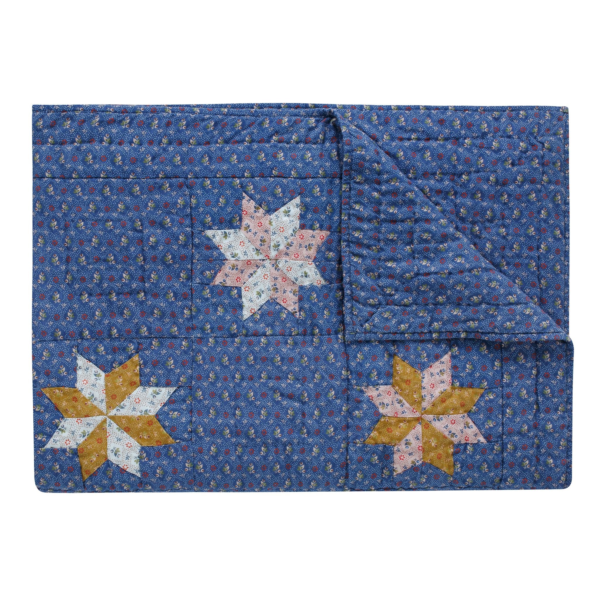 Tähti patchwork quilt, navy