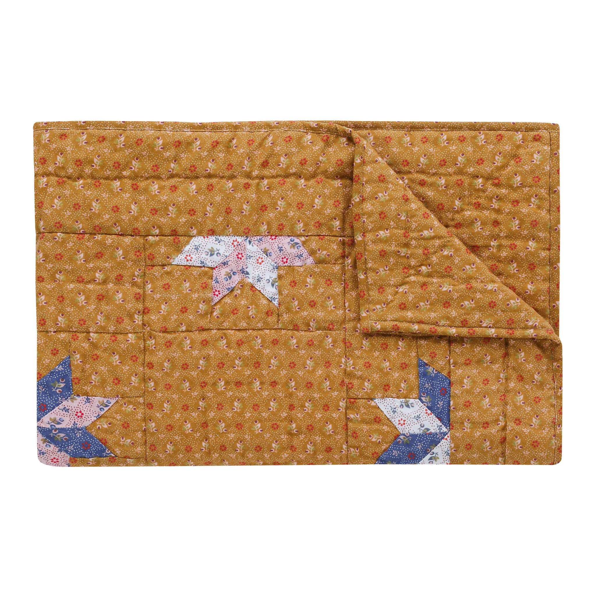 Tähti patchwork quilt BABY, turmeric
