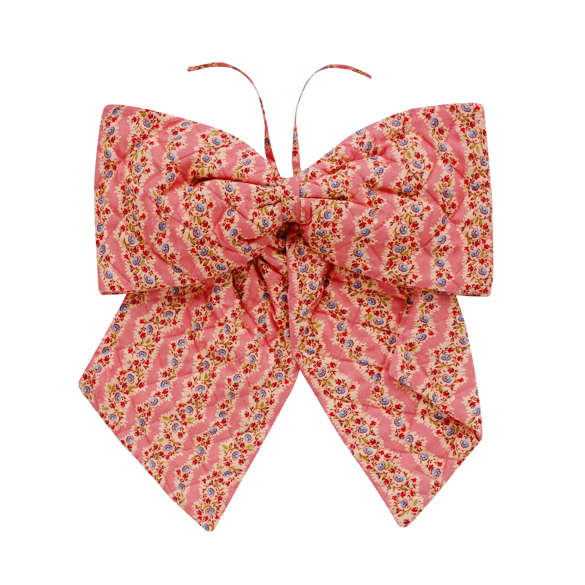 Hedgerow stripe quilted bow, pink