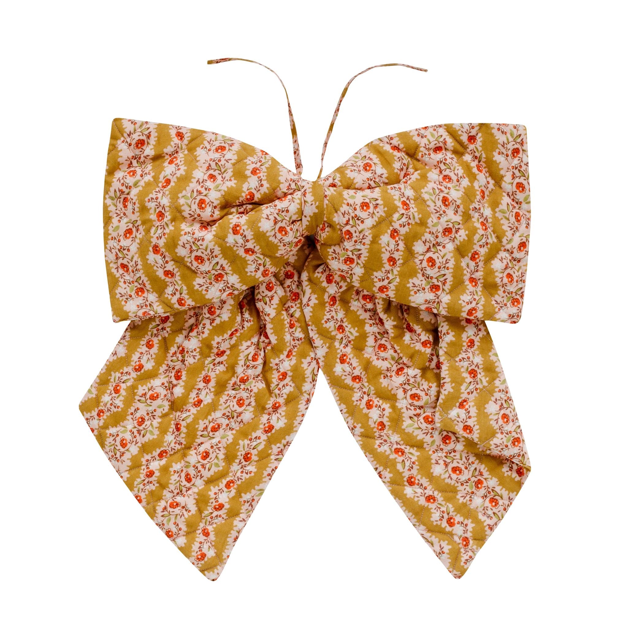 Hedgerow stripe quilted bow, turmeric
