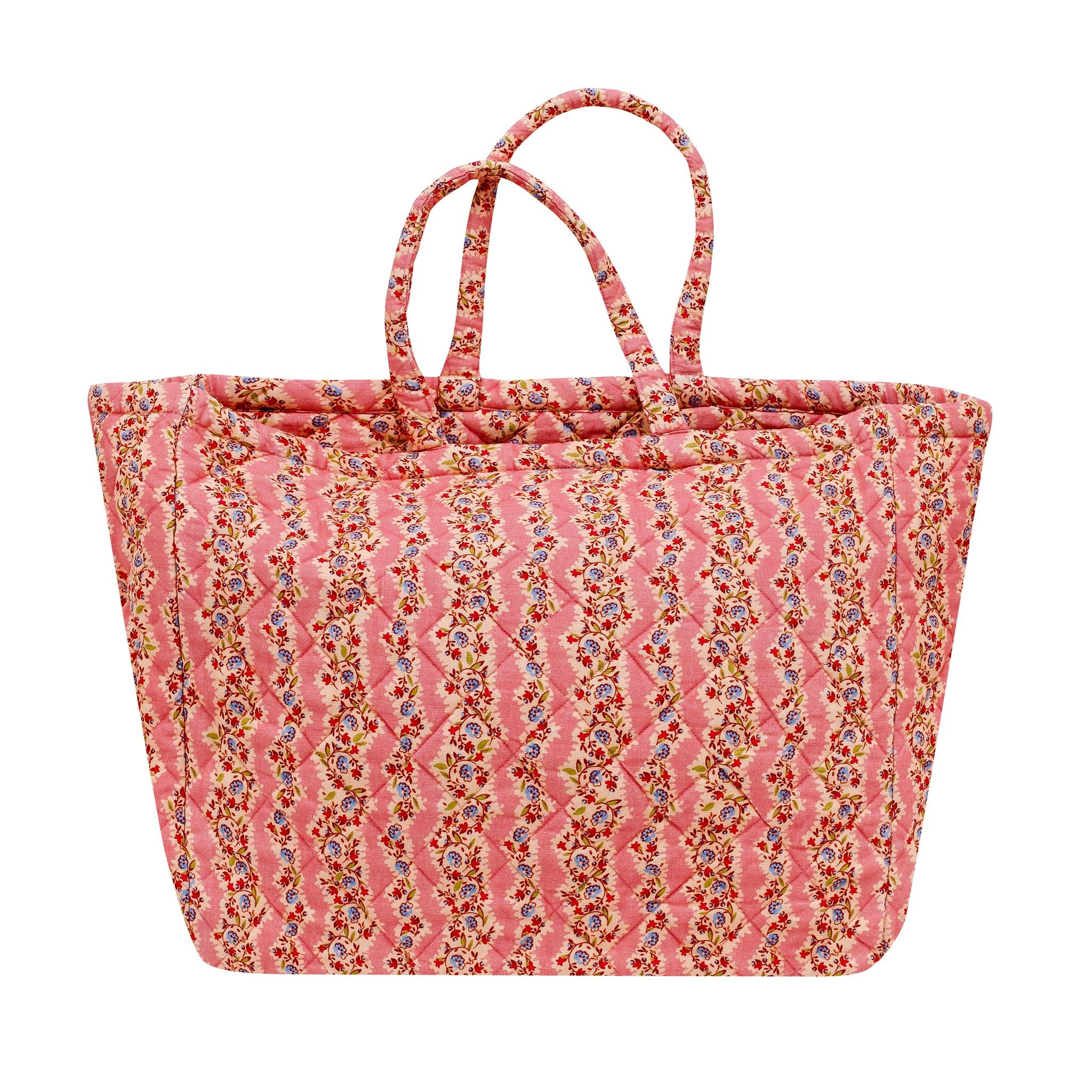 Hedgerow stripe quilted bag, pink