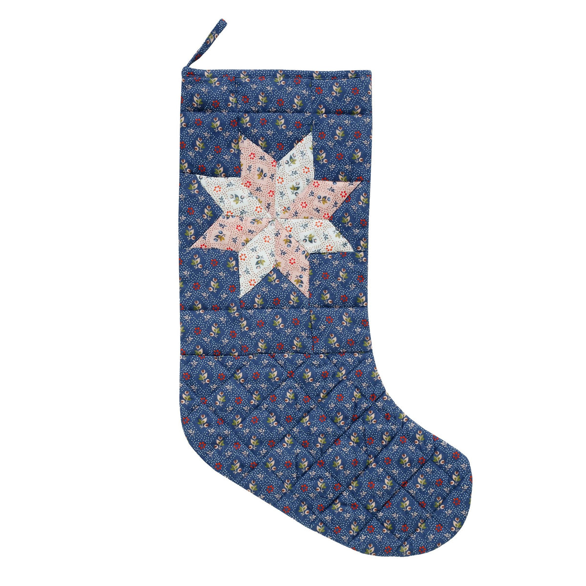 Tähti patchwork Christmas stocking, navy