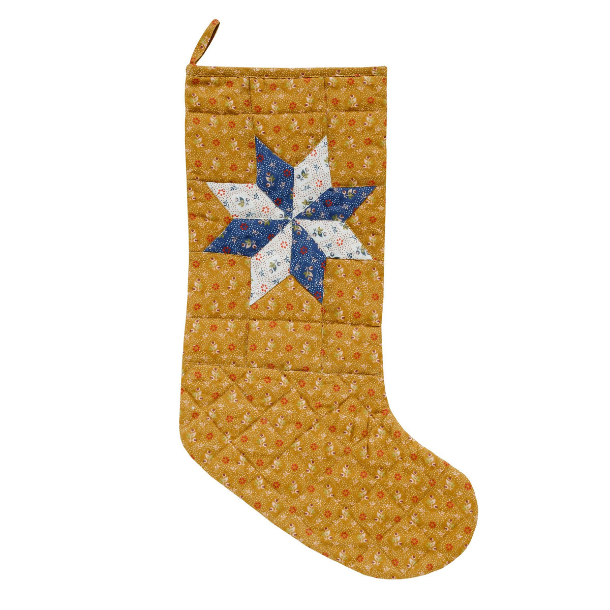Tähti patchwork Christmas stocking, turmeric