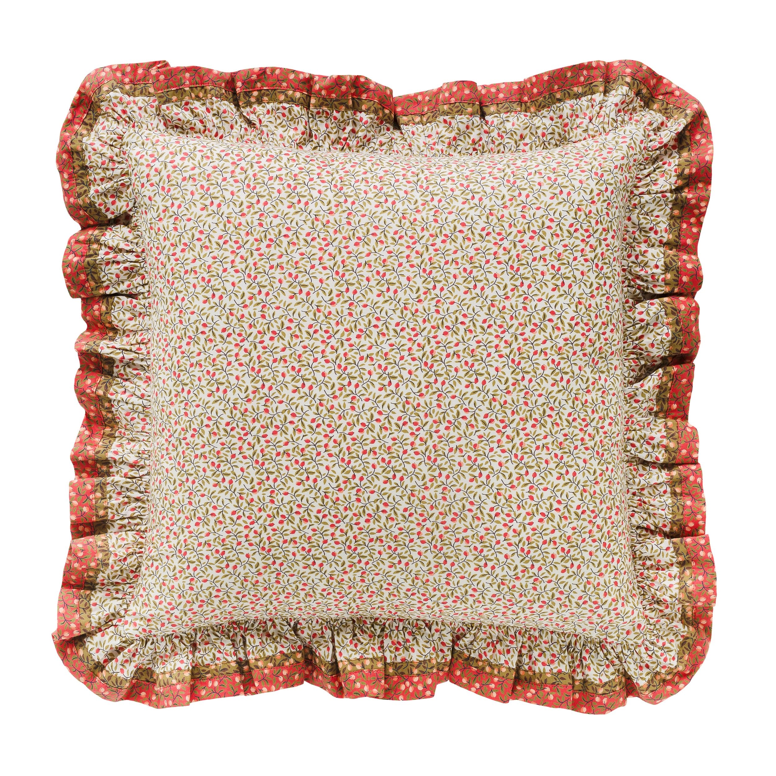 Herukka frilled cushion, vanilla