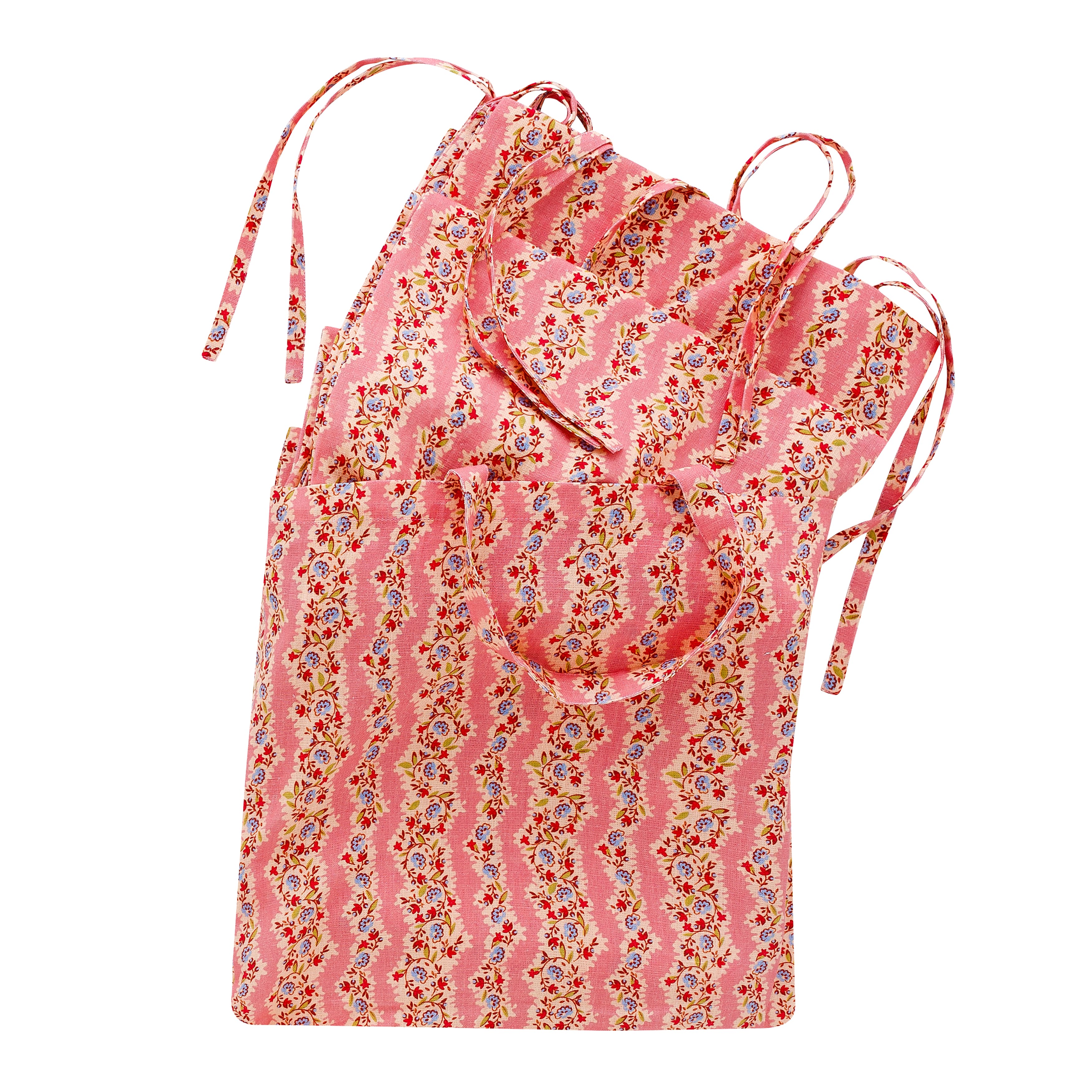 Hedgerow stripe curtains, a pair in a bag, pink