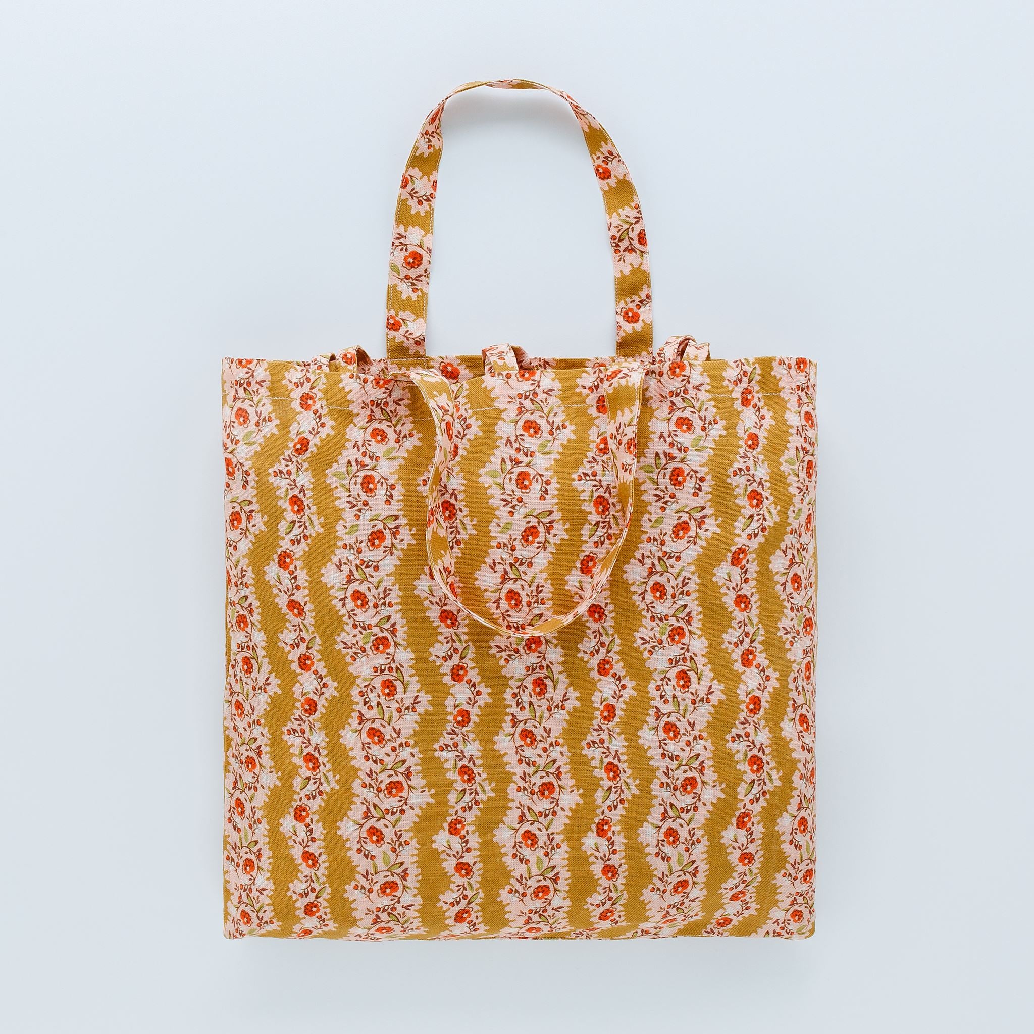 Hedgerow stripe curtains, a pair in a bag, turmeric