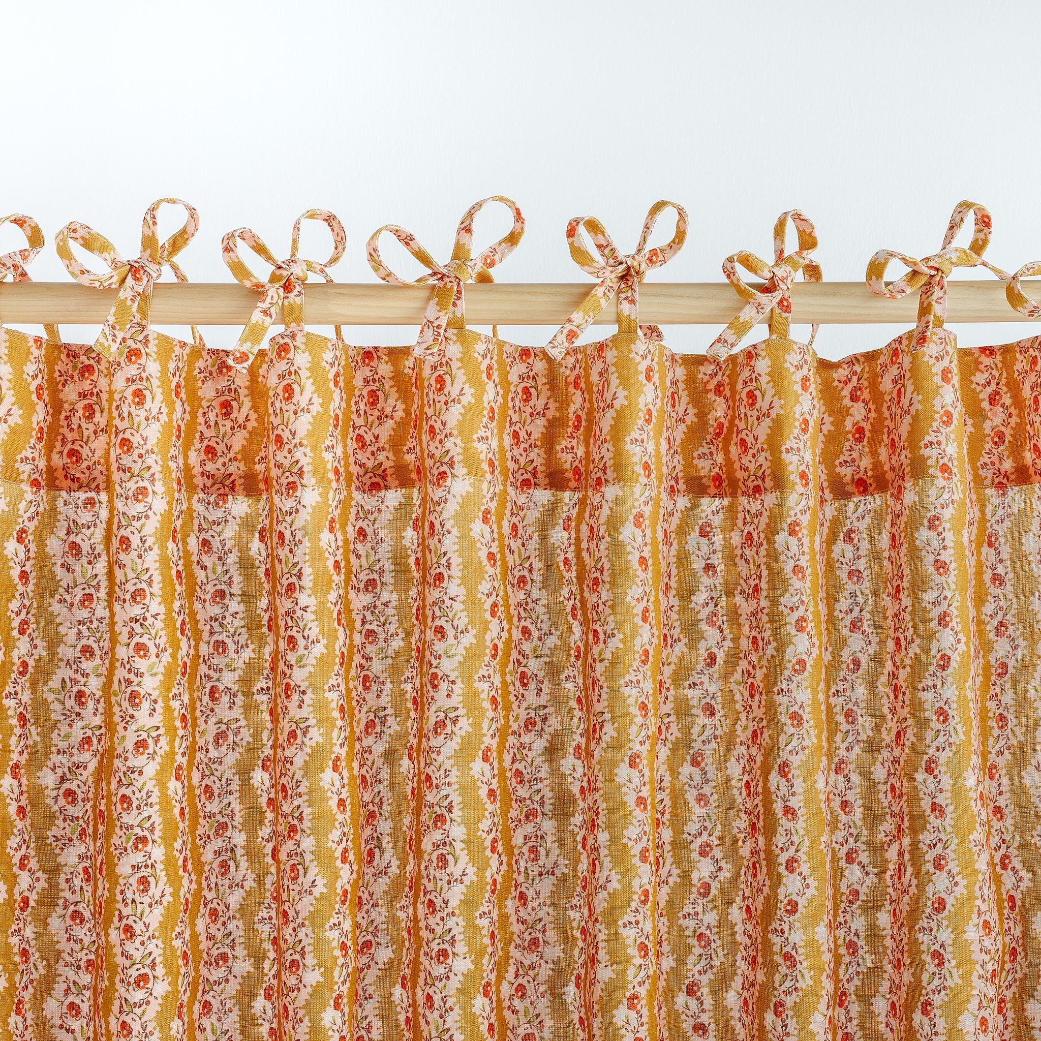 Hedgerow stripe curtains, a pair in a bag, turmeric