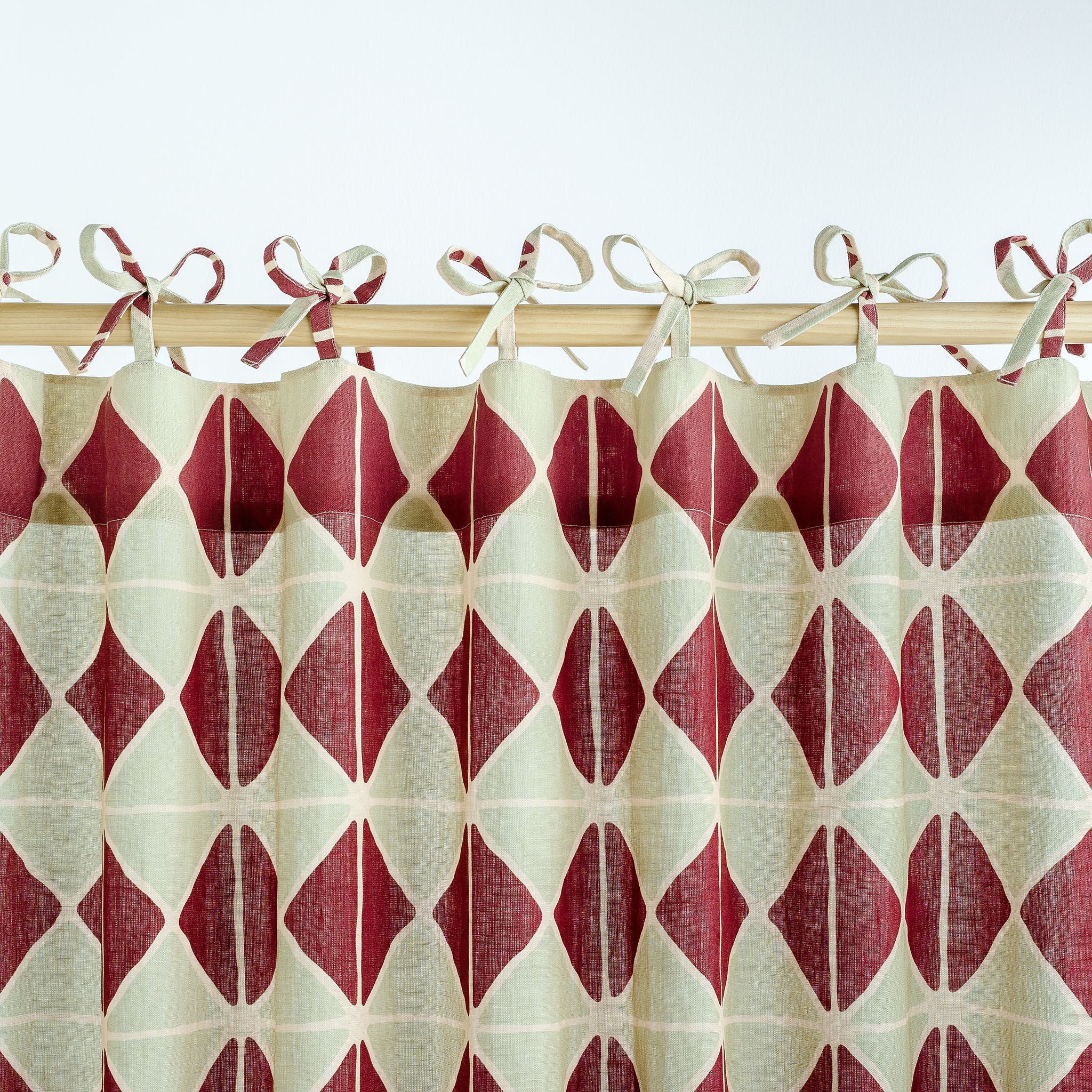 Jester harlequin curtains, a pair in a bag, pistachio/cacao