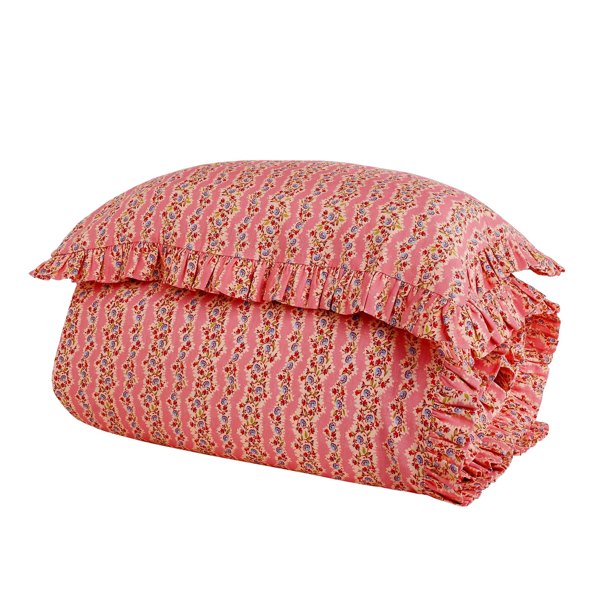 Hedgerow stripe  bedding set in a bag, pink
