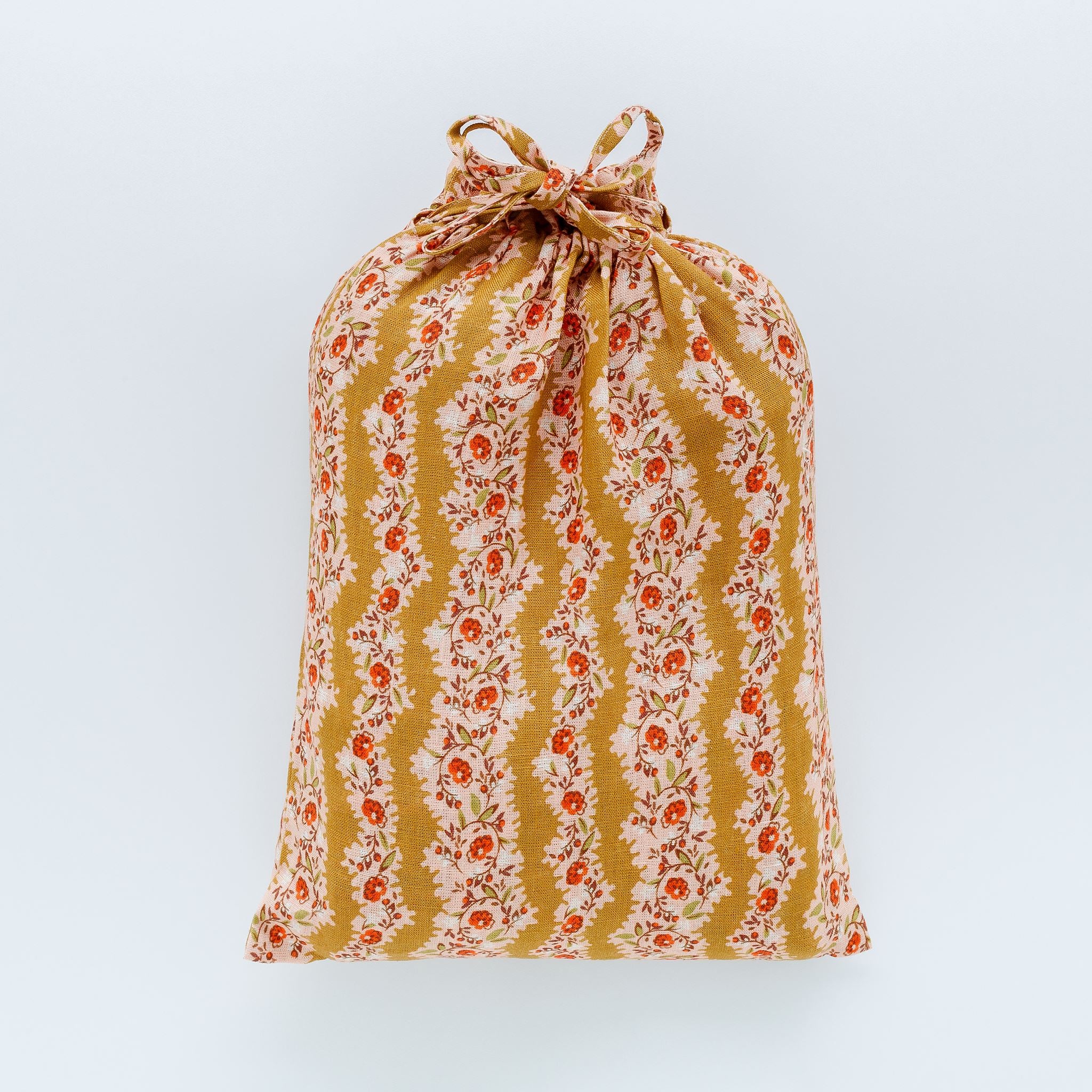 Hedgerow stripe  bedding set in a bag, turmeric
