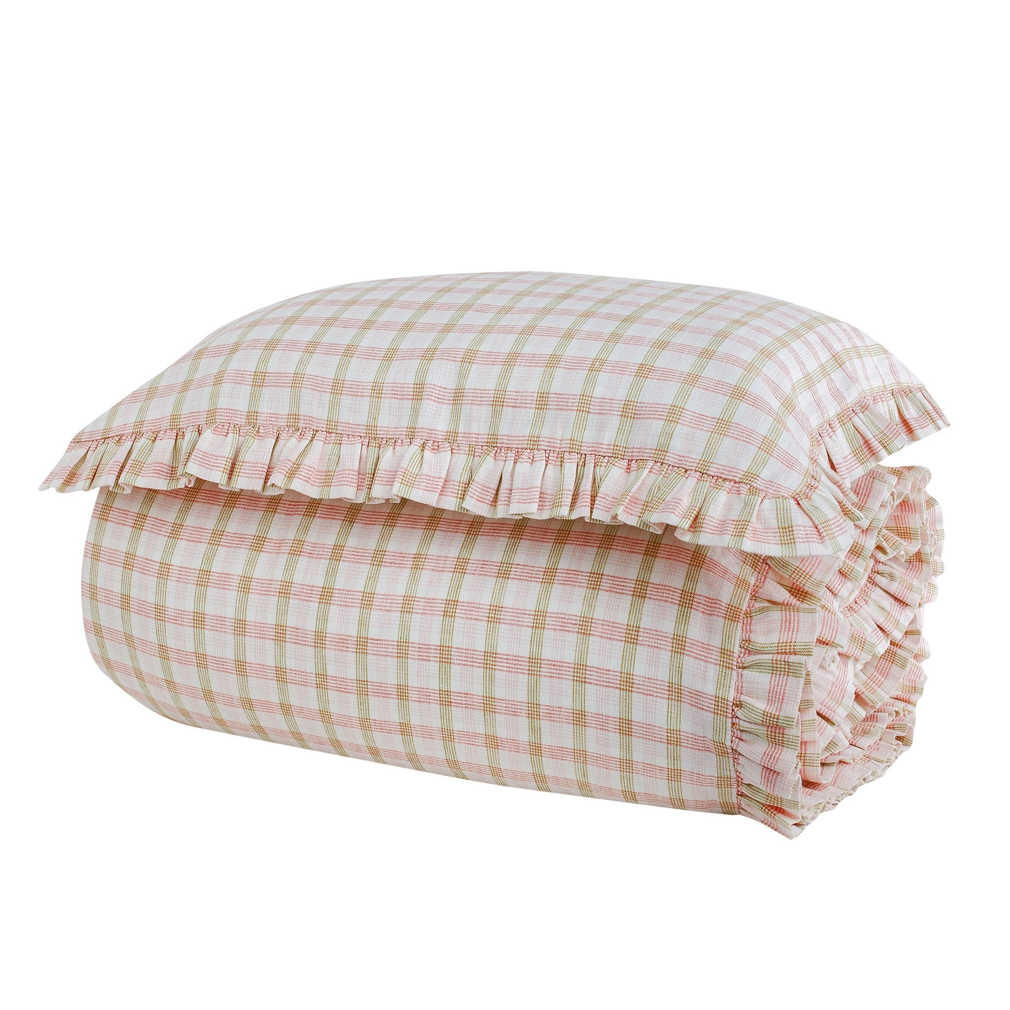 Mökki check bedding set in a bag, pink