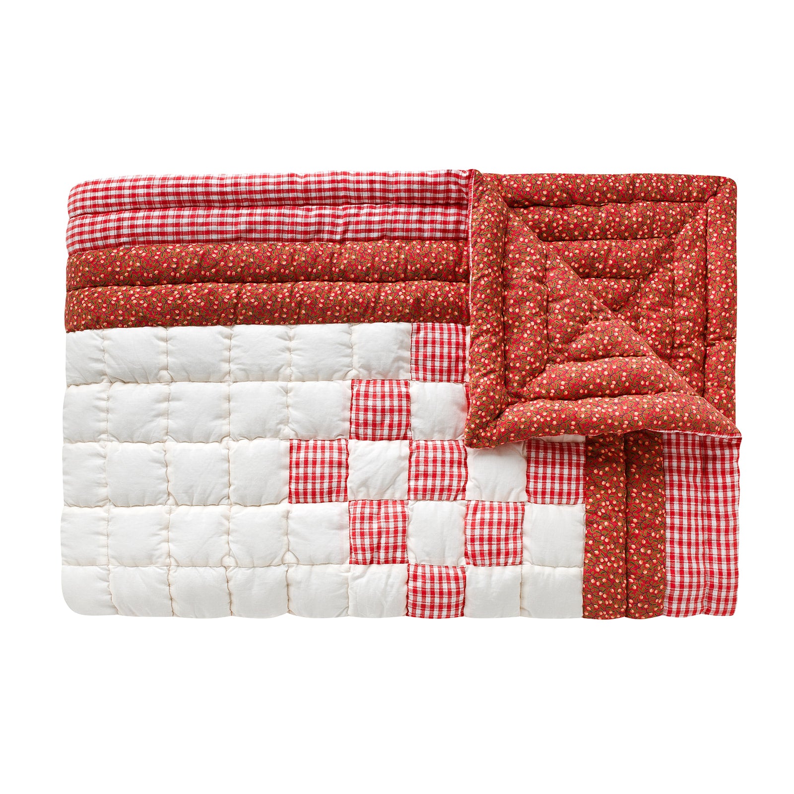 Herukka square patchwork quilt, strawberry