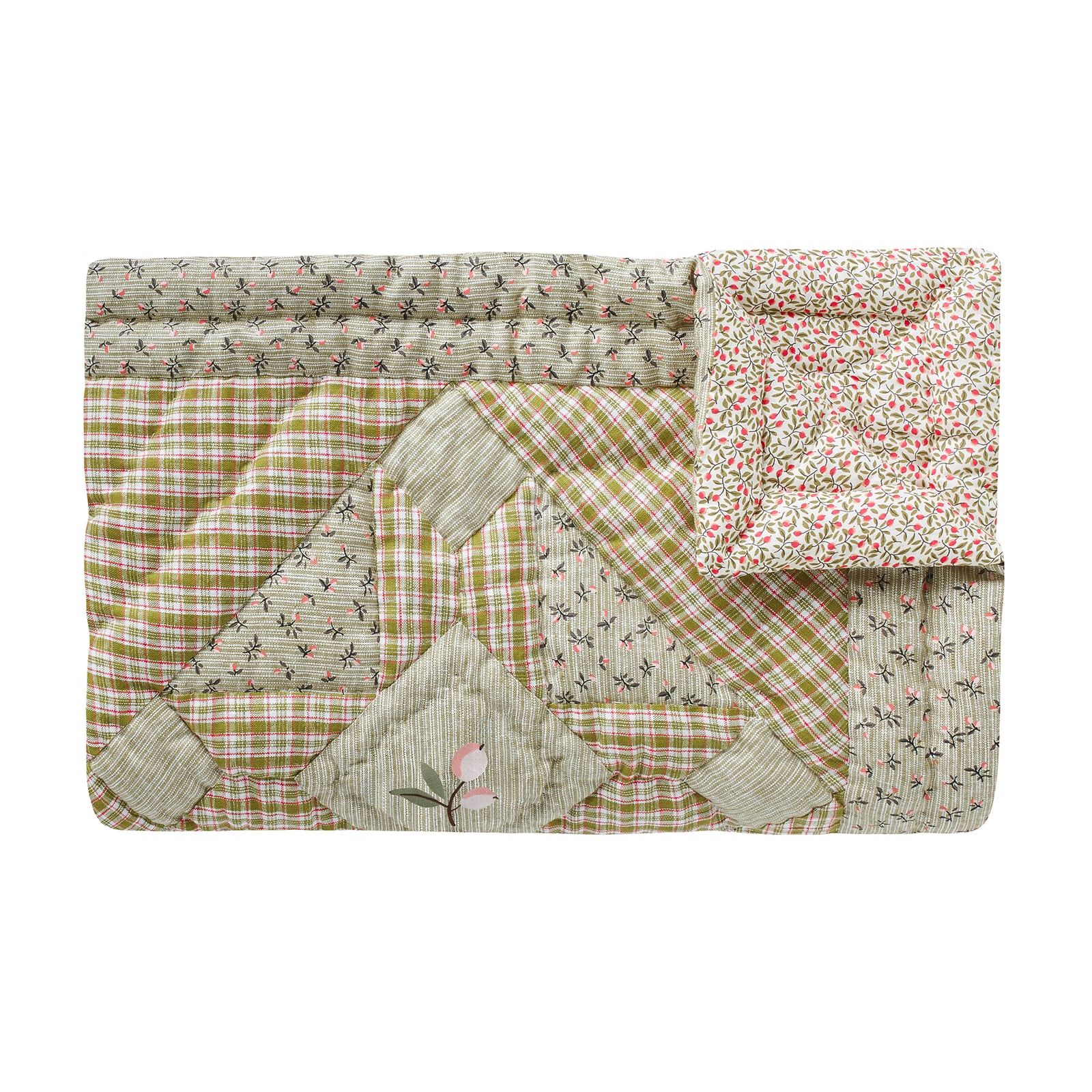 Limetti check patchwork quilt, chartreuse